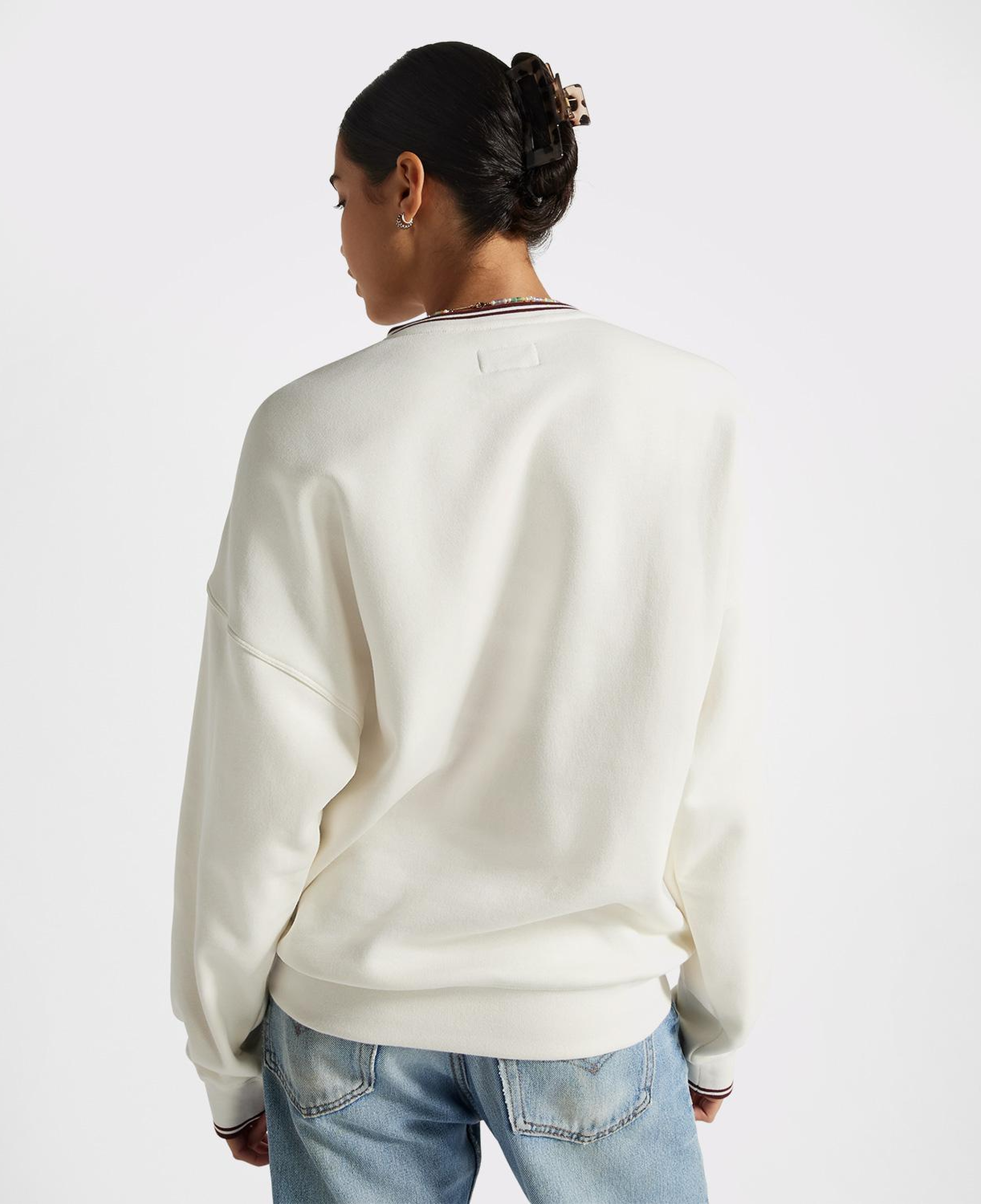 Converse Retro Oversized V-Yaka Kadın Krem Sweatshirt