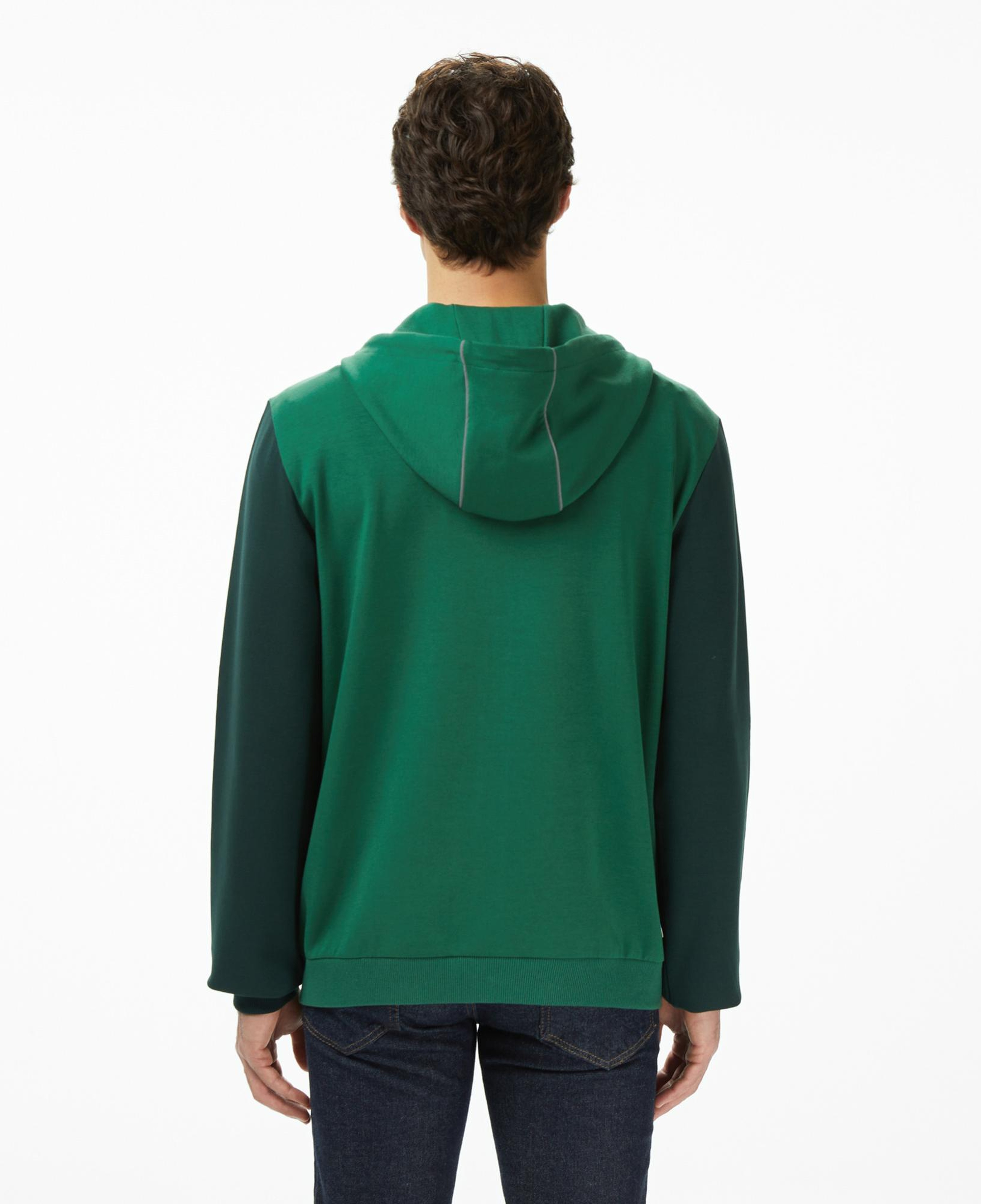 Lacoste Erkek Slim Fit Kapüşonlu Renk Bloklu Yeşil Sweatshirt