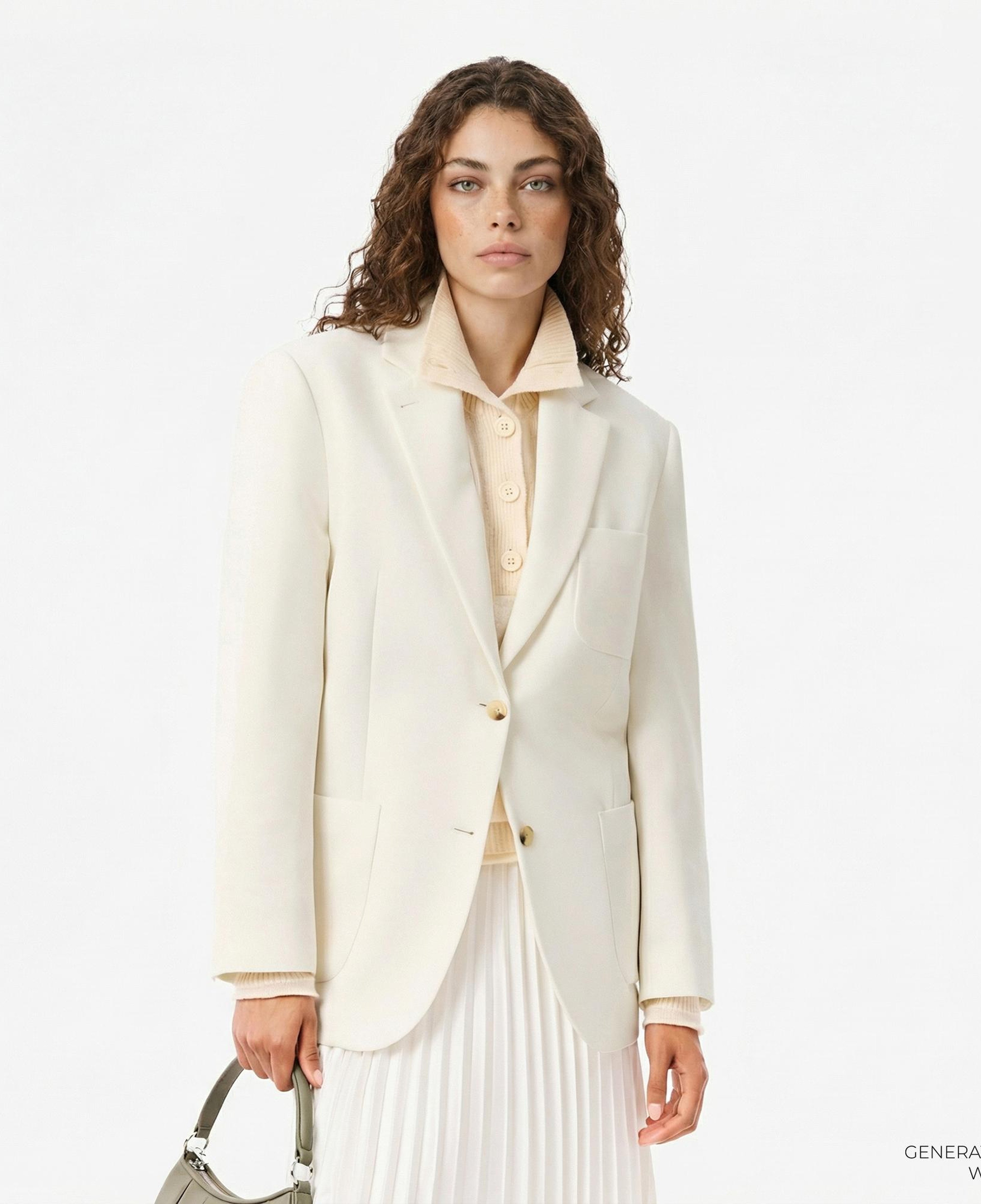 Lacoste Kadın Relaxed Fit Krem Blazer Ceket