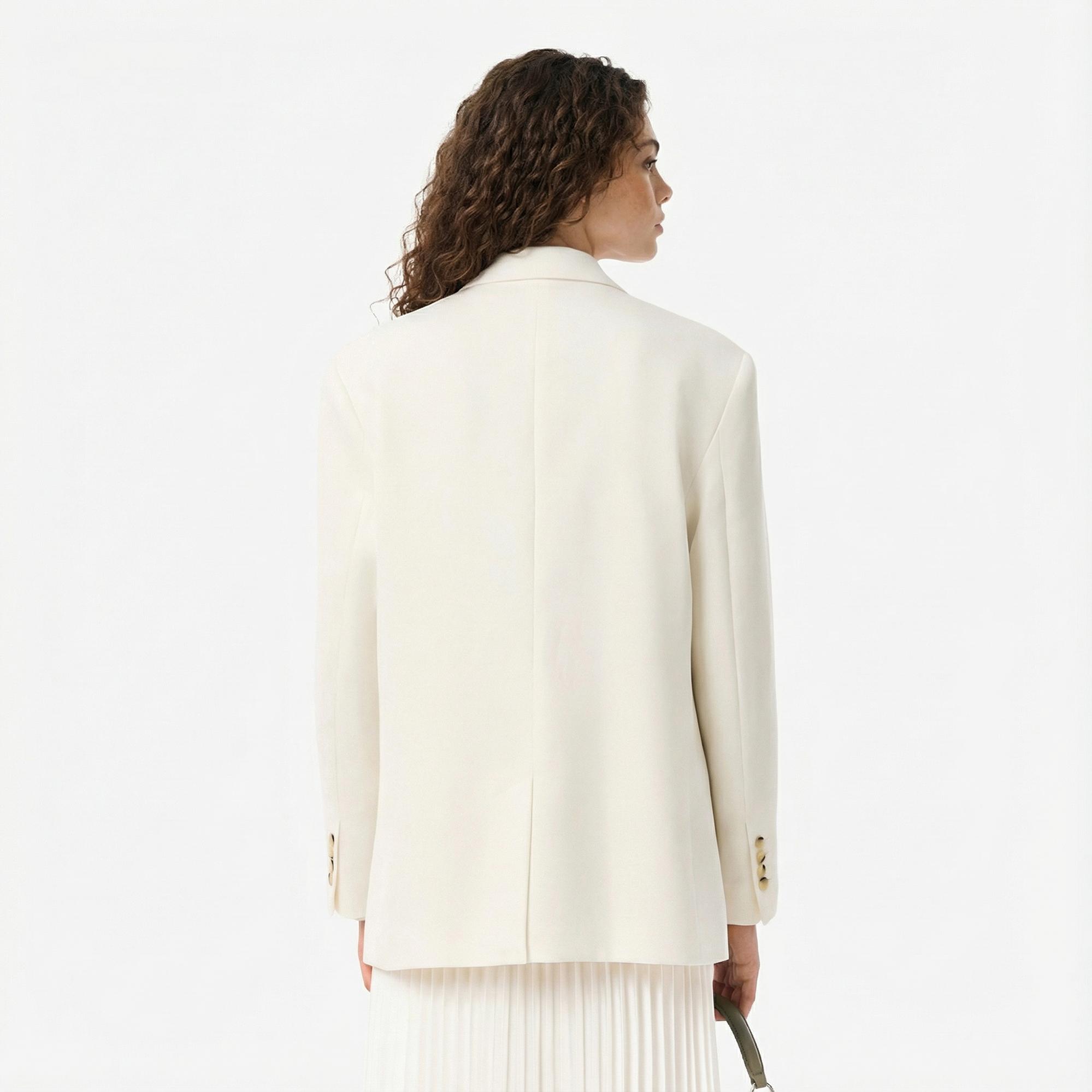 Lacoste Kadın Relaxed Fit Krem Blazer Ceket