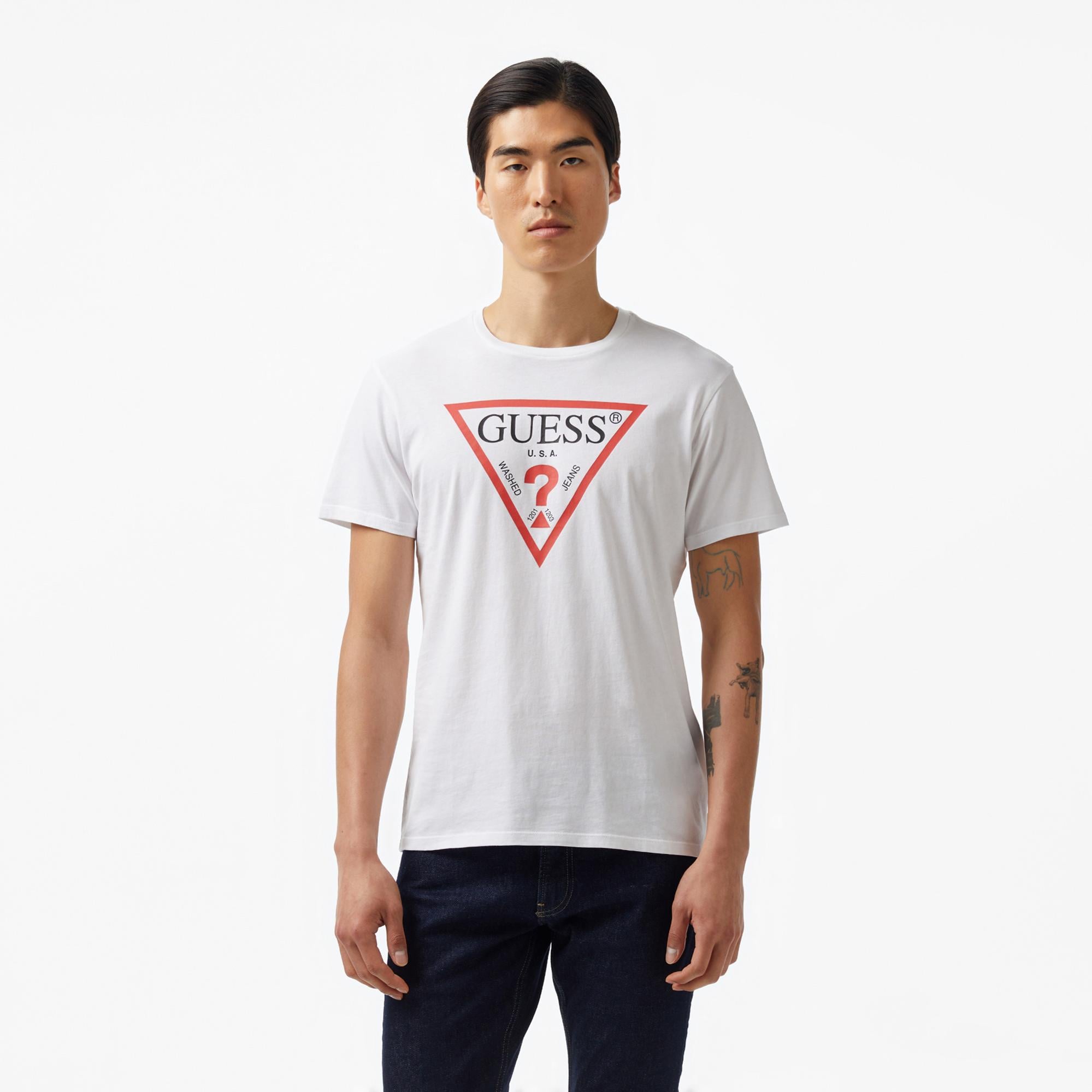 Guess Logombed 160 Erkek Beyaz T-Shirt