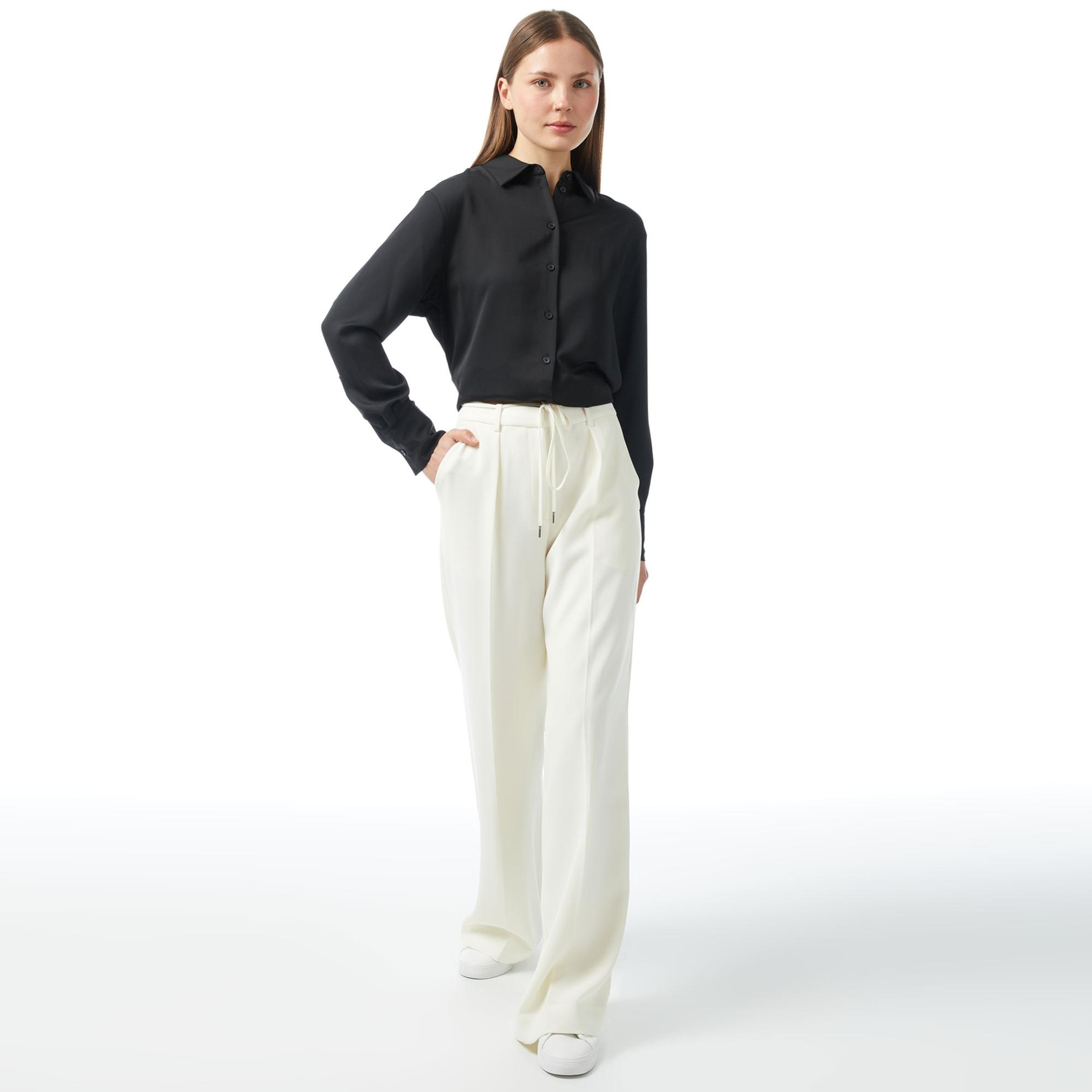 Calvin Klein Premium Essentials Kadın Beyaz Pantolon