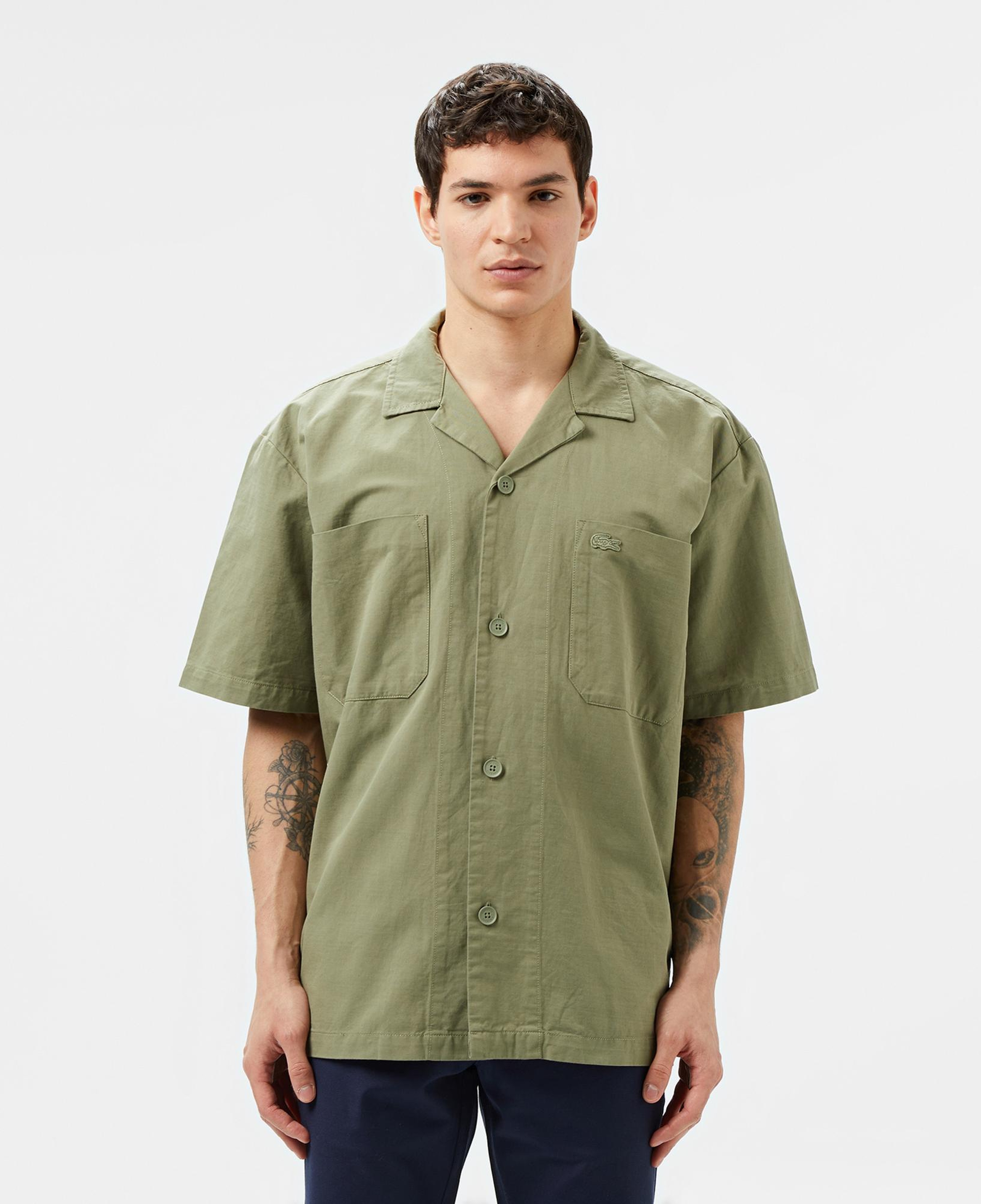 Lacoste Erkek Relaxed Fit Kısa Kollu Haki Gömlek