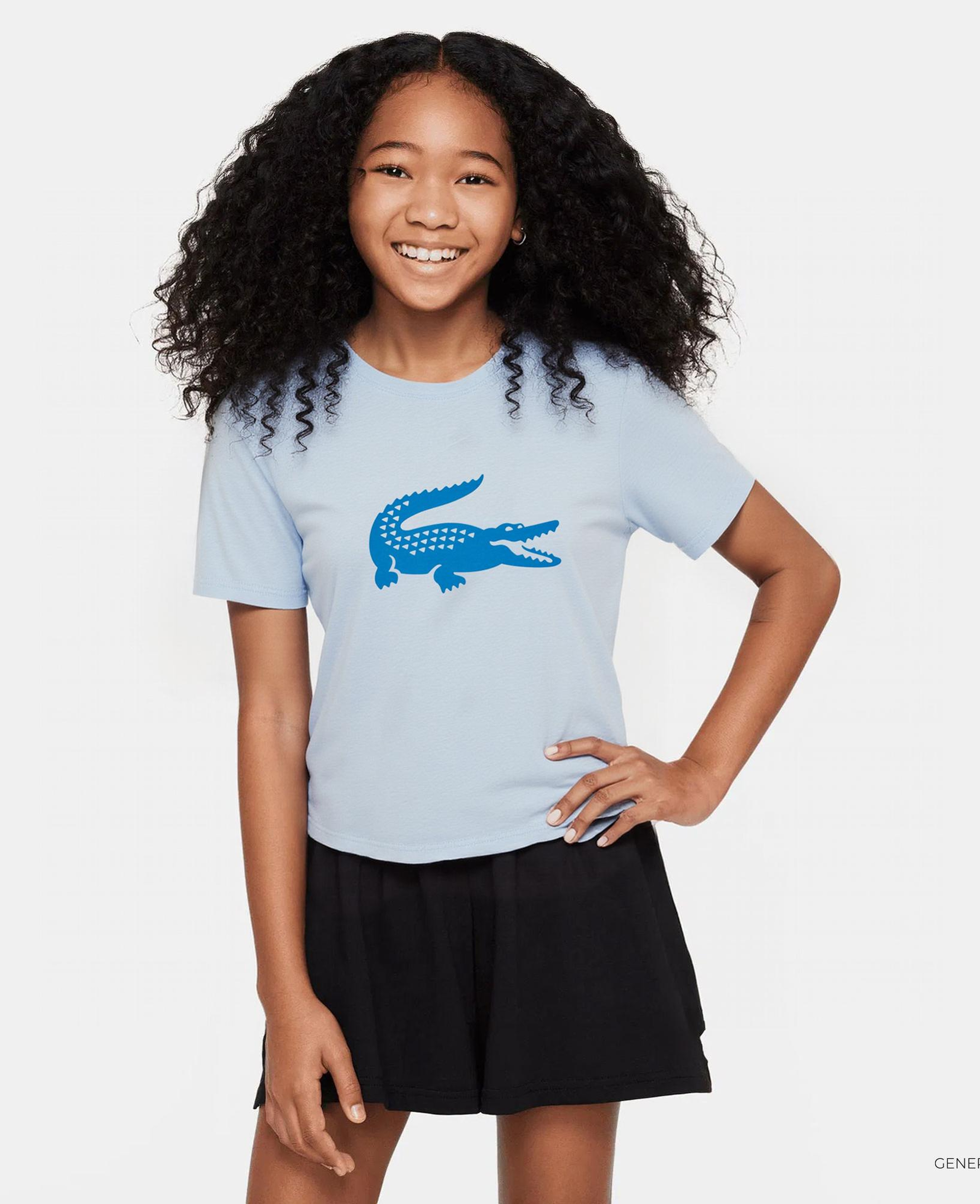 Lacoste Erkek Çocuk Bisiklet Yaka Baskılı Mavi T-Shirt