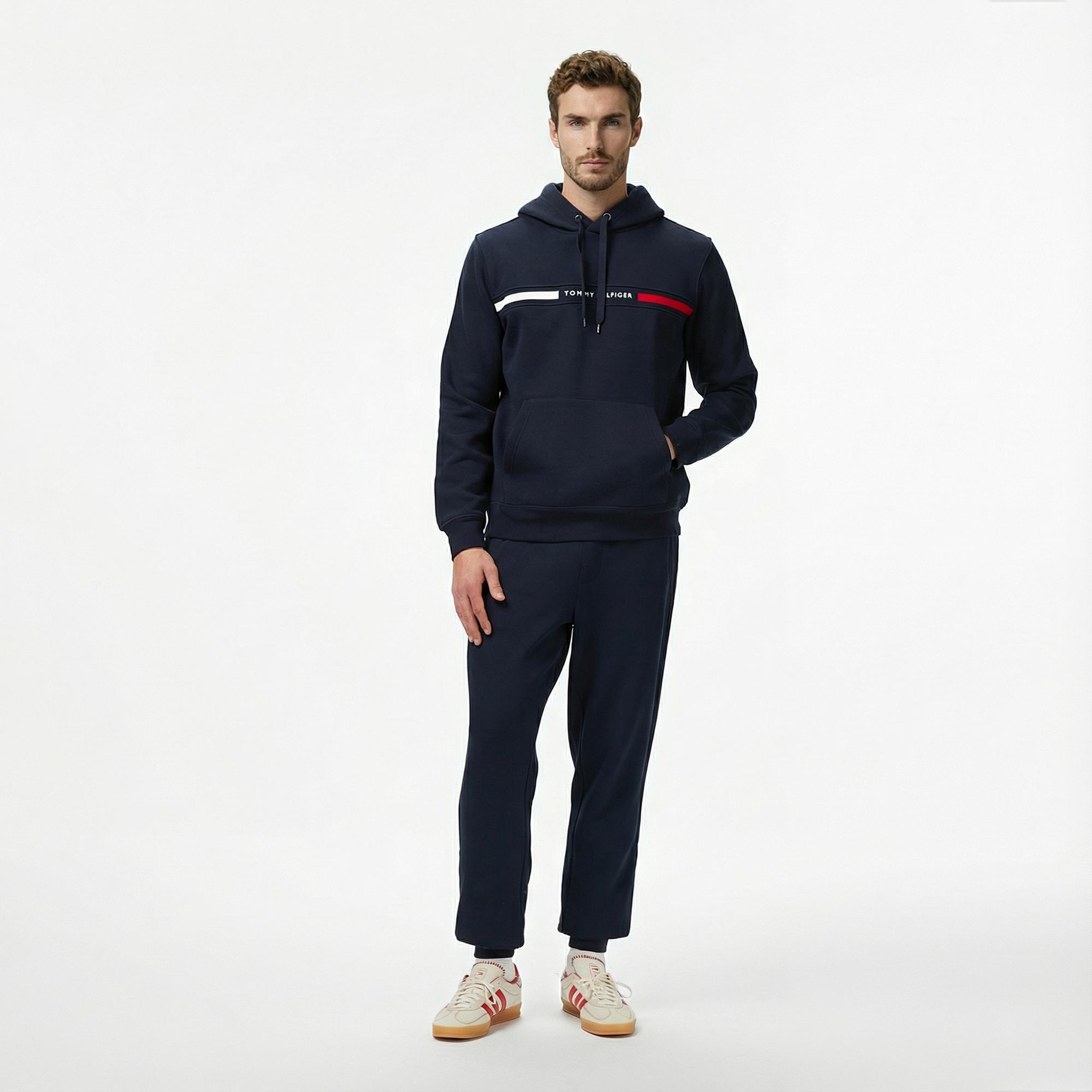 Tommy Hilfiger Chest Insert Erkek Lacivert Hoodie