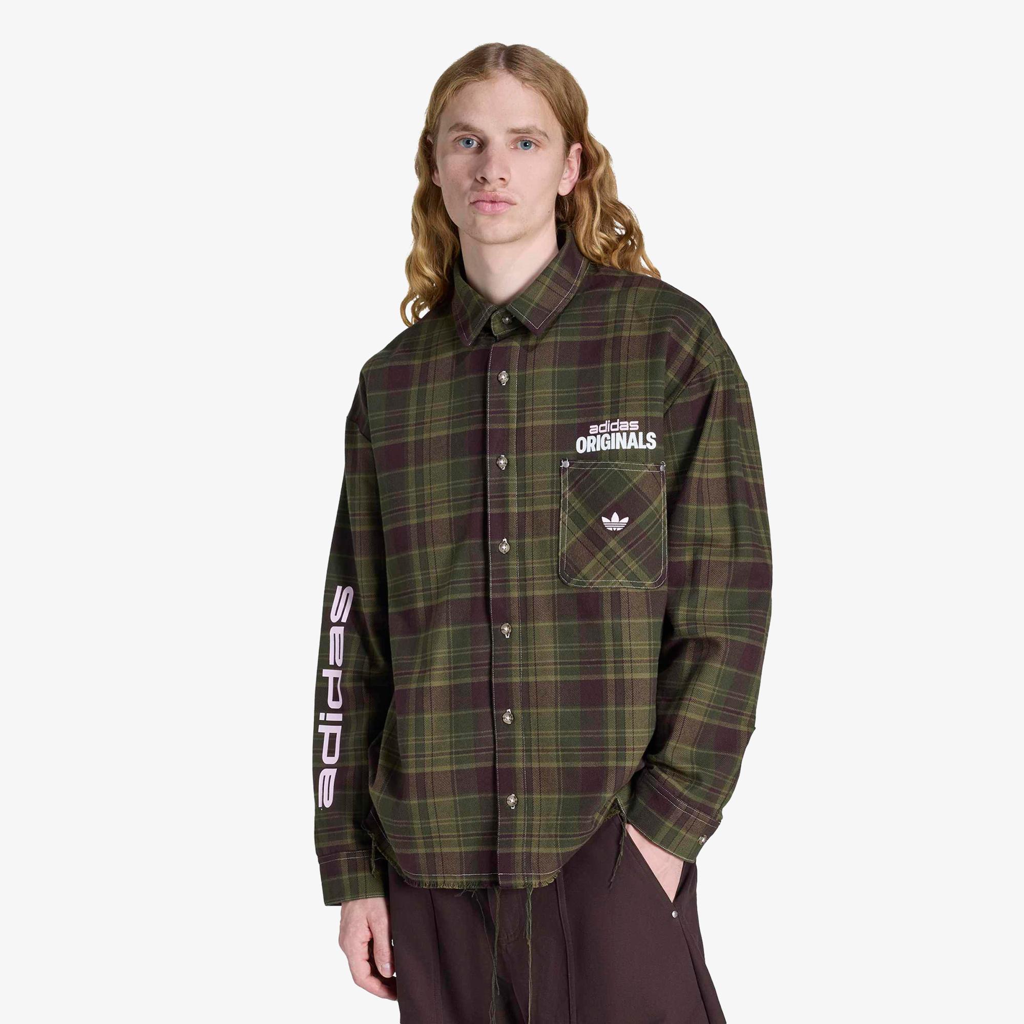 adidas Flannel Buttonup Erkek Yeşil Gömlek