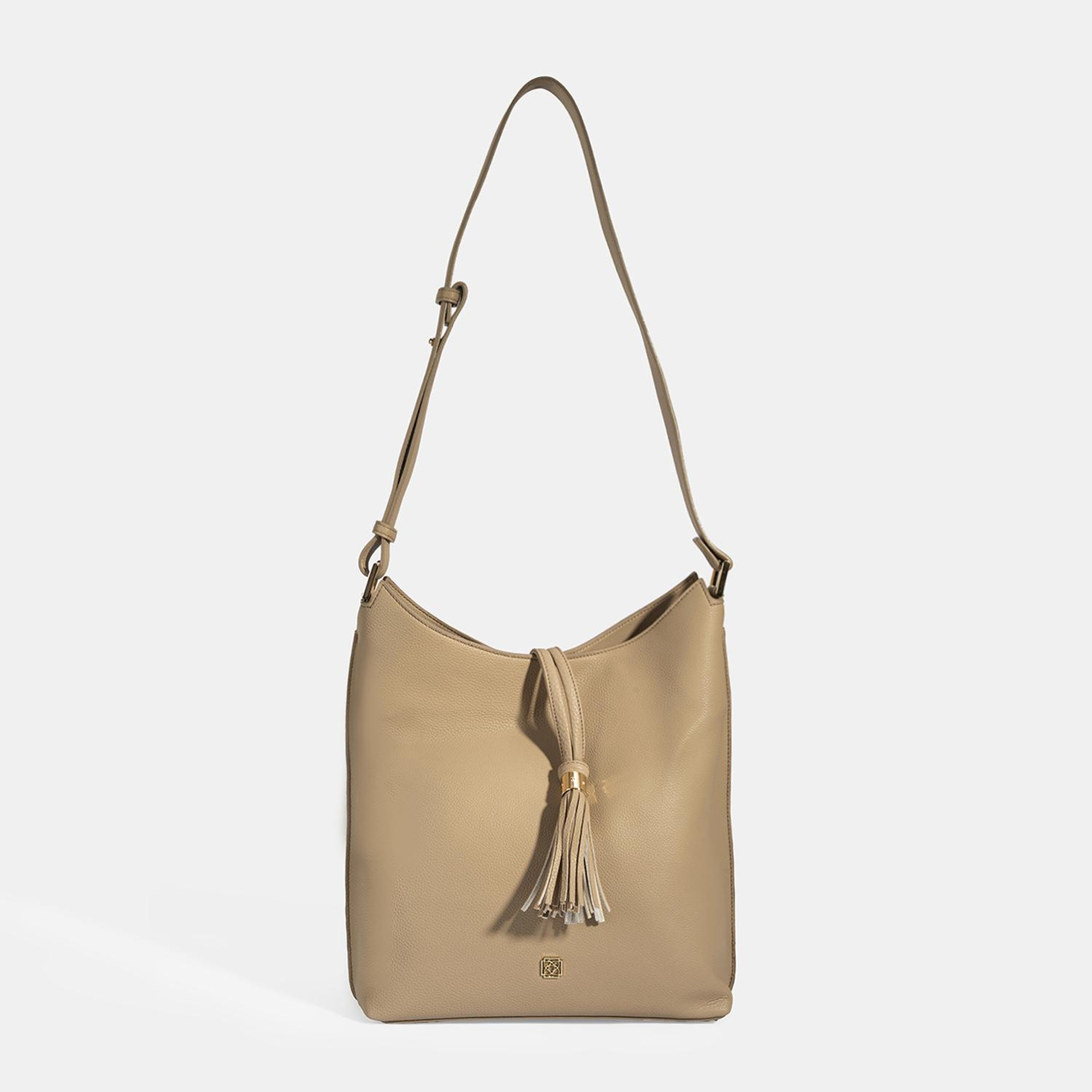 Kadın Bej Püskül Detaylı Omuz Çantası