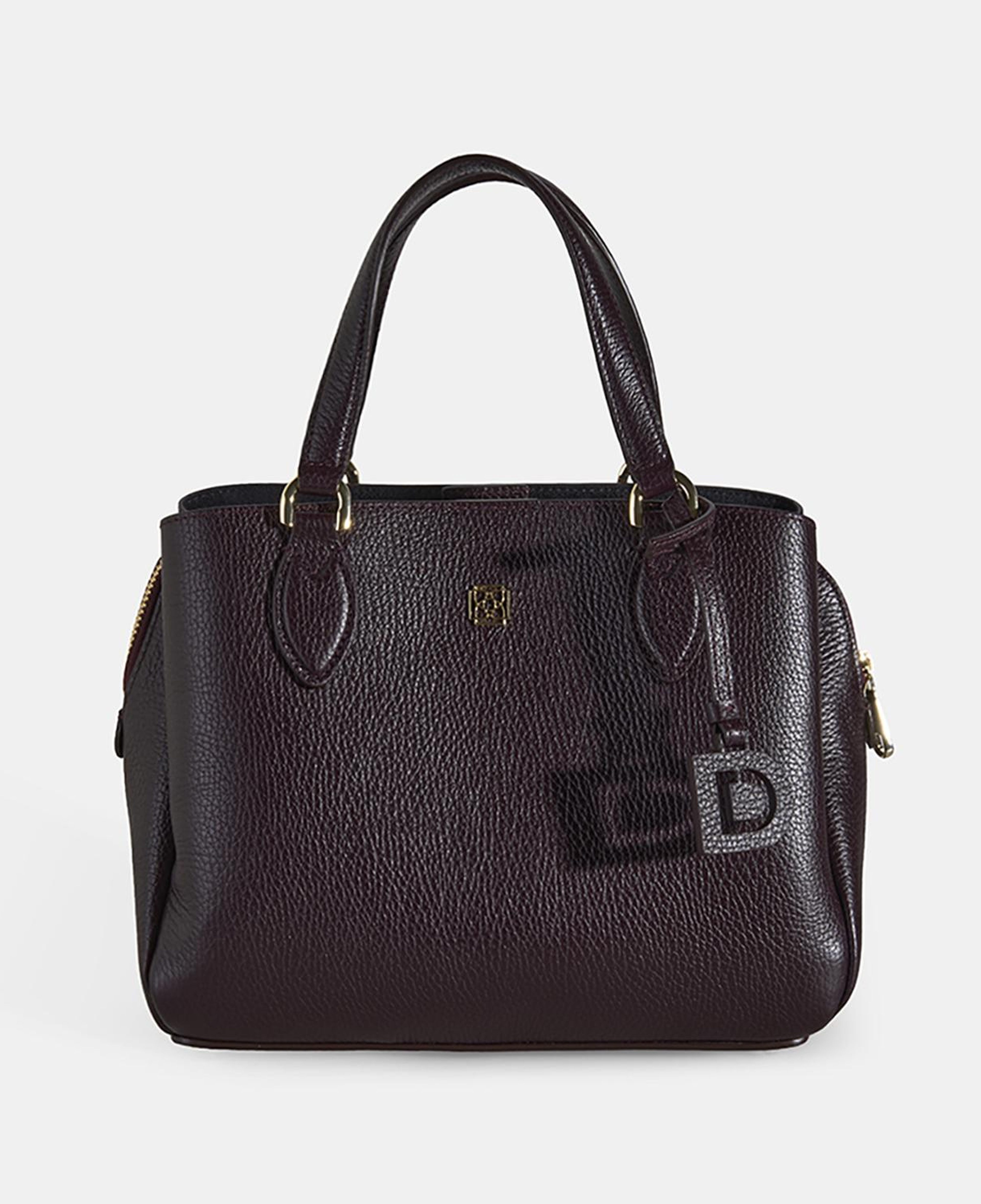 Kadın Bordo D Logolu Deri El Çantası