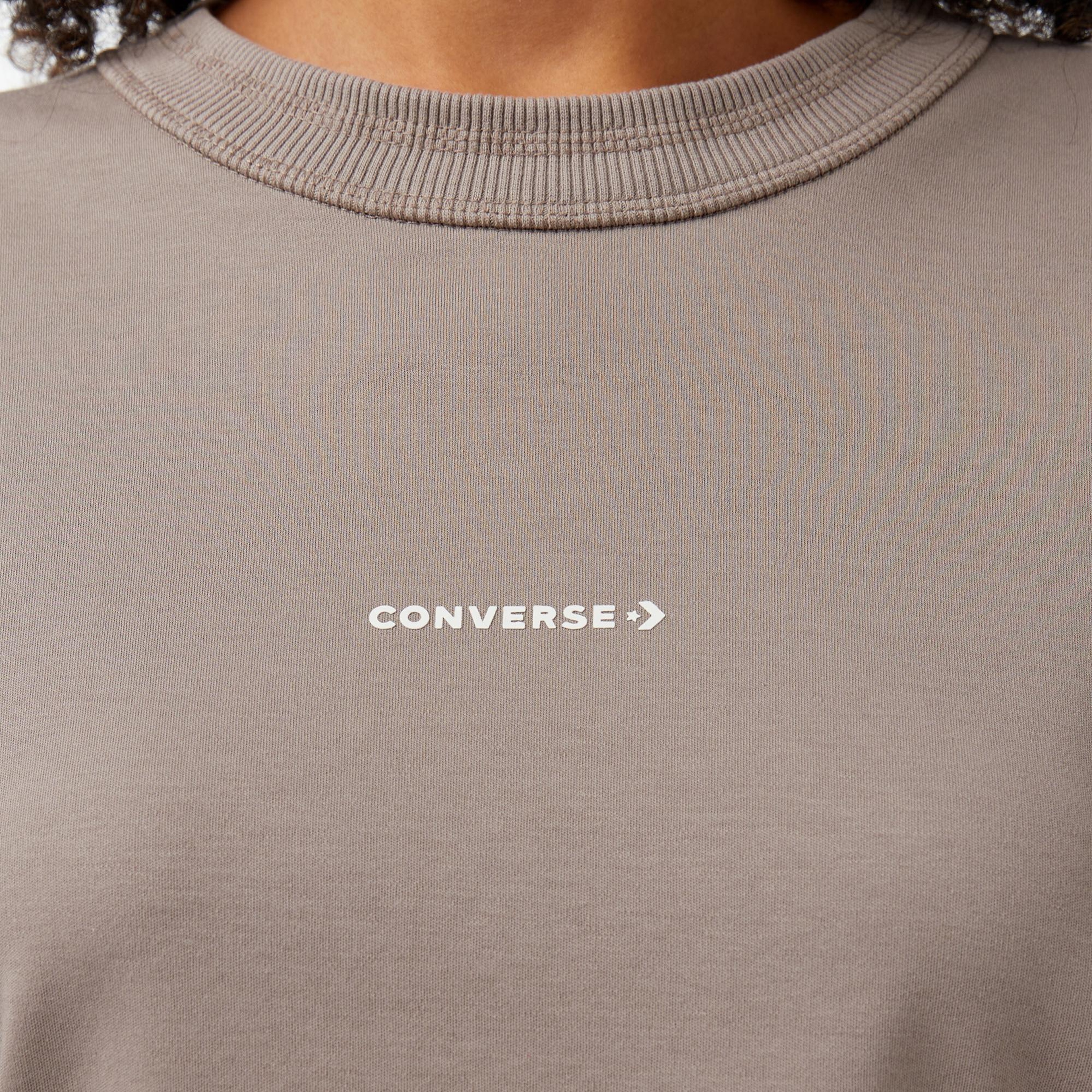 Converse Star Chevron Oversize Fit Baskılı Erkek Bej T-Shirt