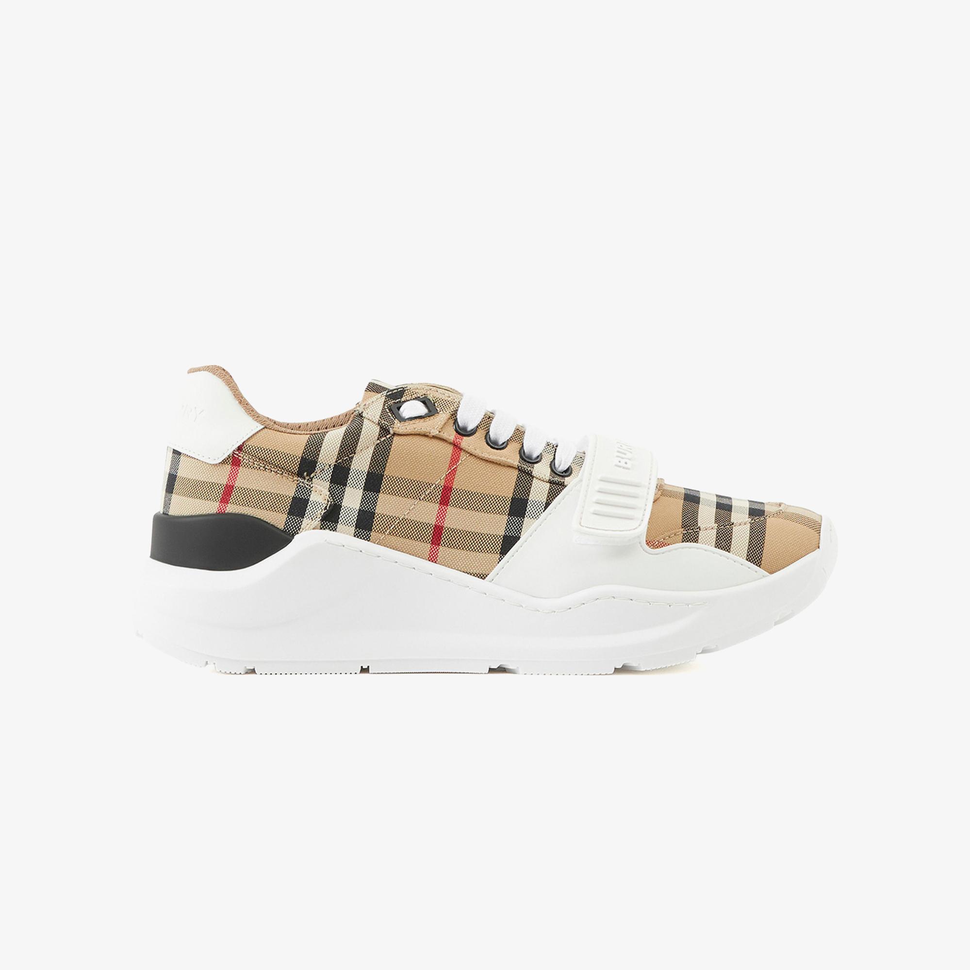 Burberry Check and Leather Kadın Bej Sneaker