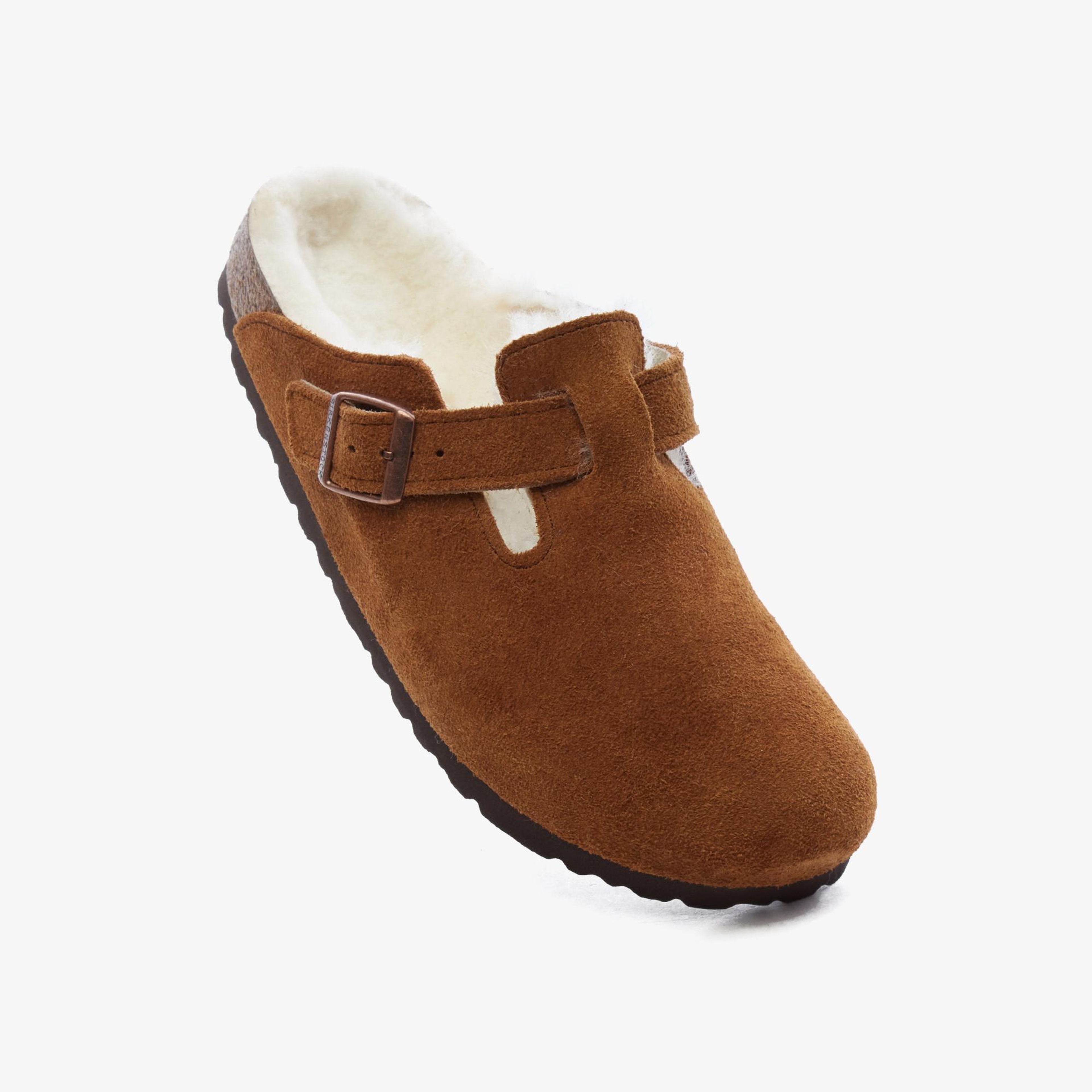 Birkenstock Suede Shearling Unisex Kahverengi Terlik