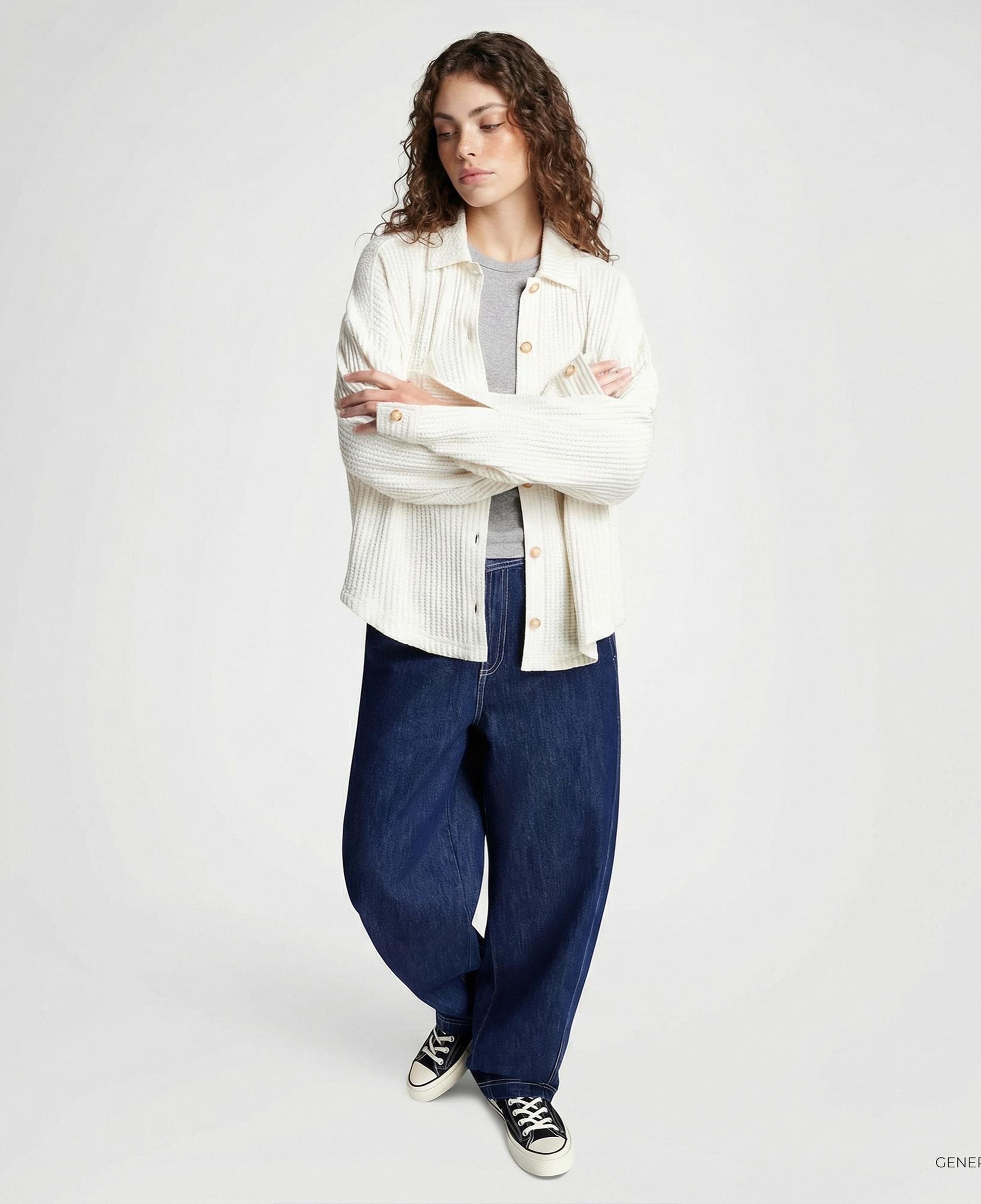 Converse Kadın Oversize Fit Krem Gömlek