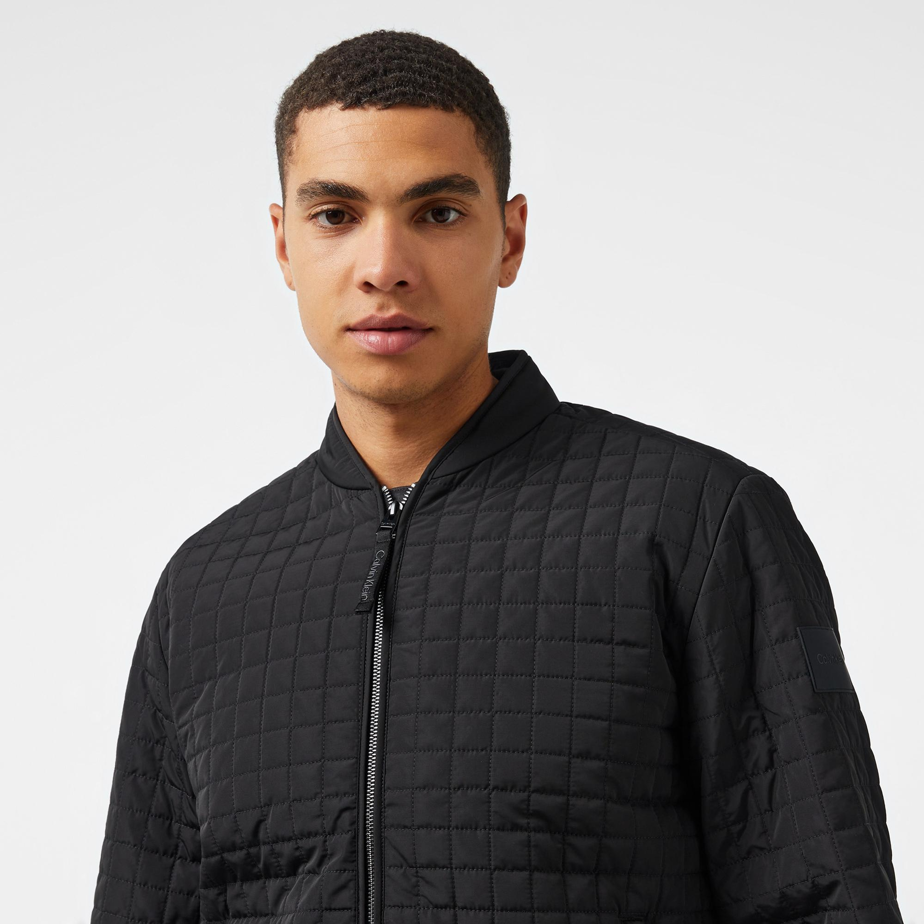 Calvin Klein Grıd Quilt Biker Slw Erkek Siyah Biker Ceket