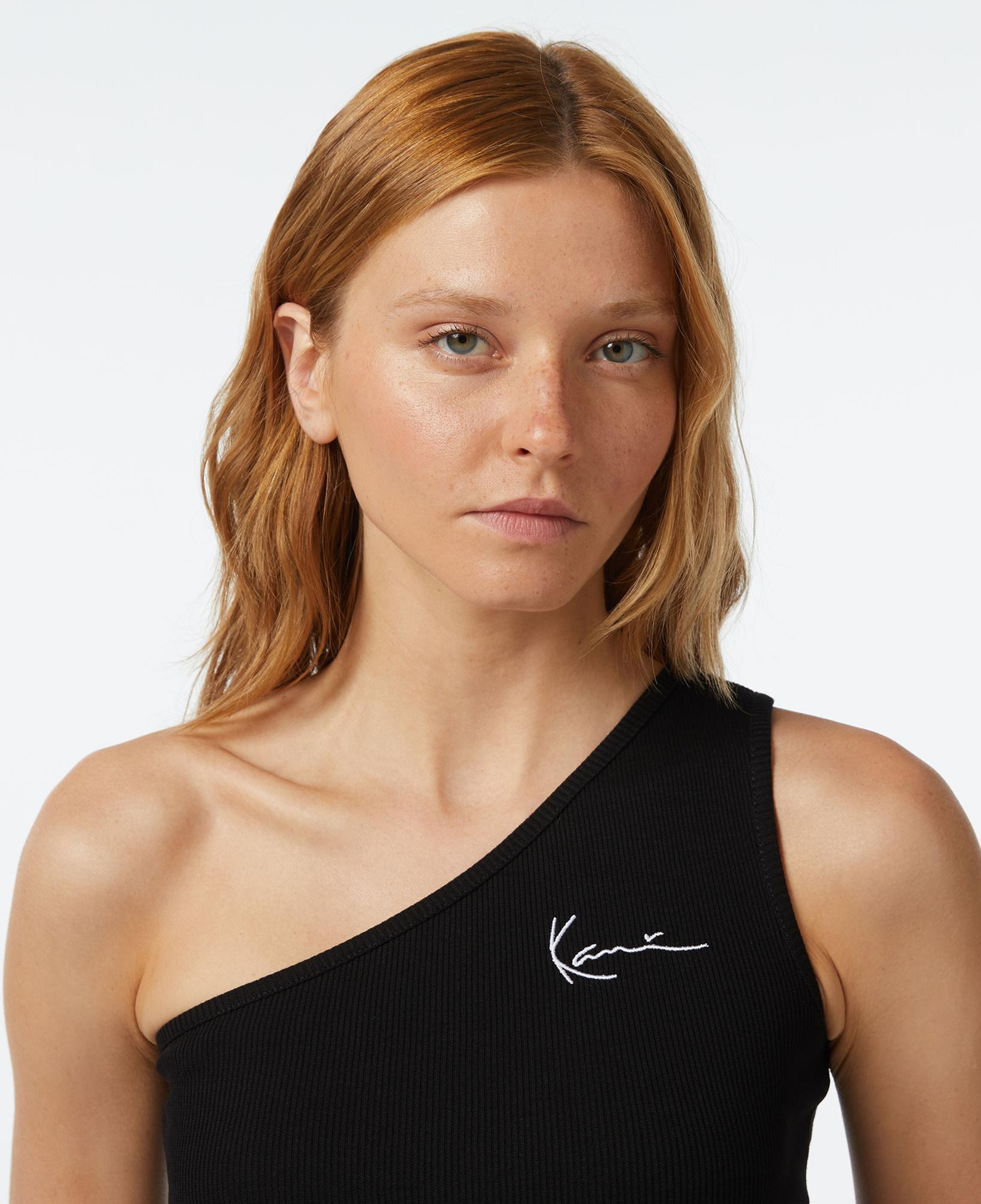 Karl Kani Chest Sign. Essen. Asymmetric Rib Kadın Siyah T-Shirt