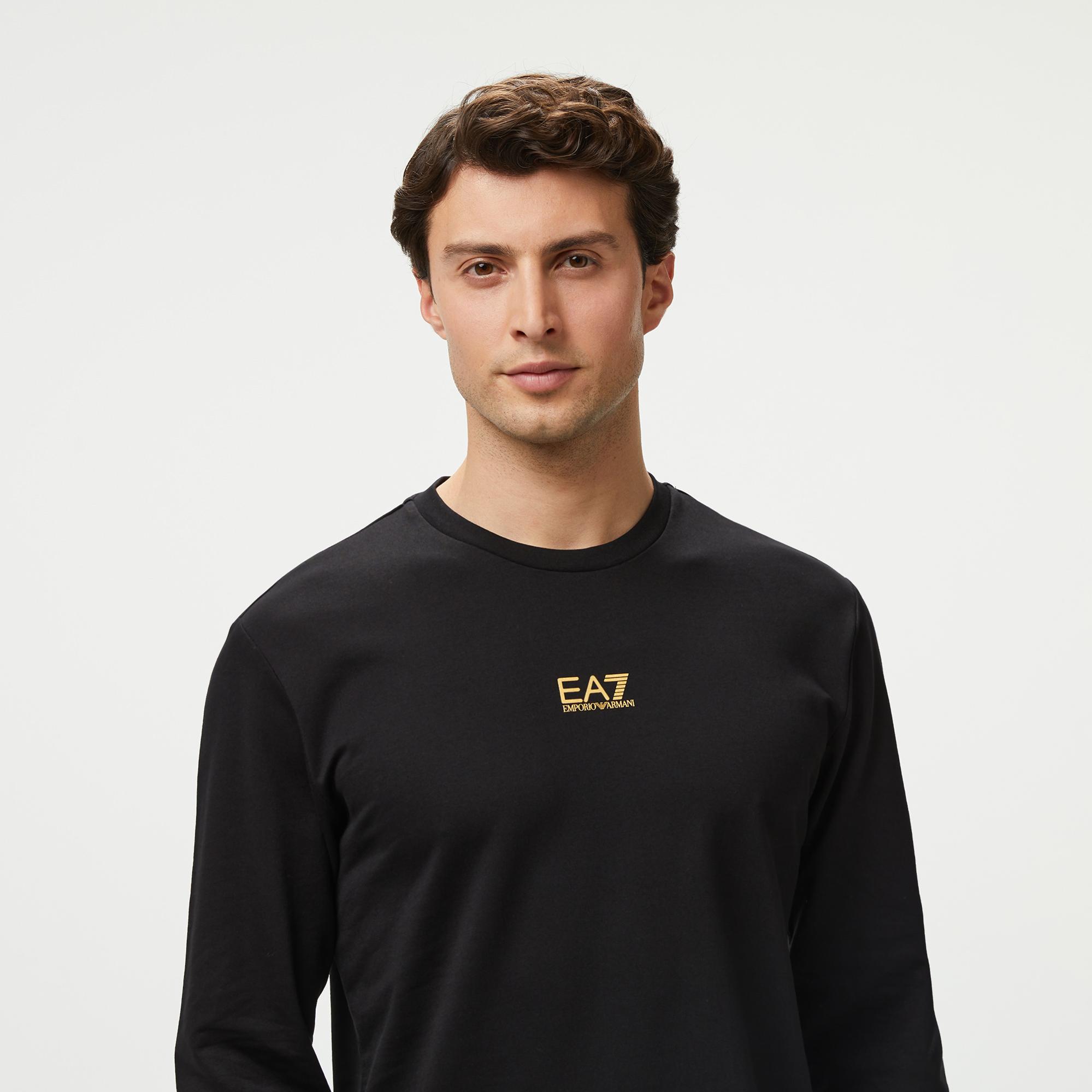 EA7 Erkek Siyah Bisiklet Yaka Sweatshirt