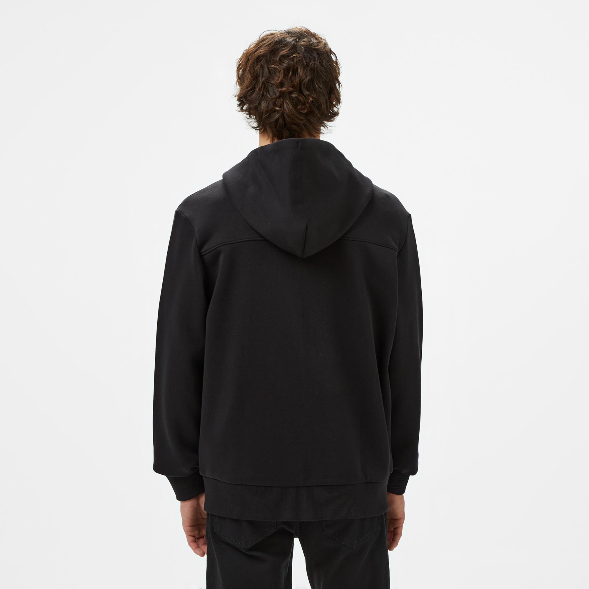 Calvin Klein Embroıdered Logo Zip Through Erkek Siyah Hoodie