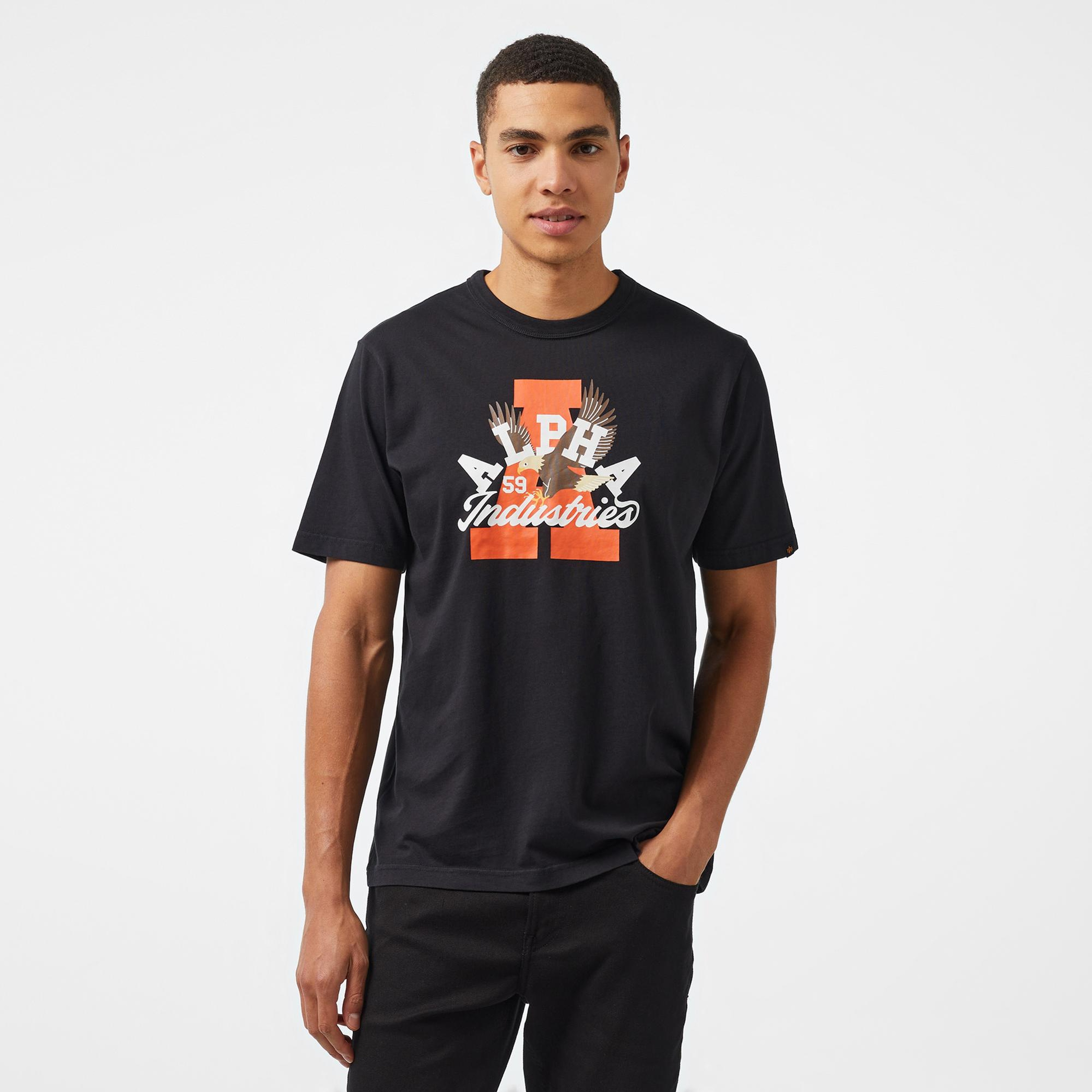 Alpha Industries Alpha Eagle Unisex Siyah T-Shirt