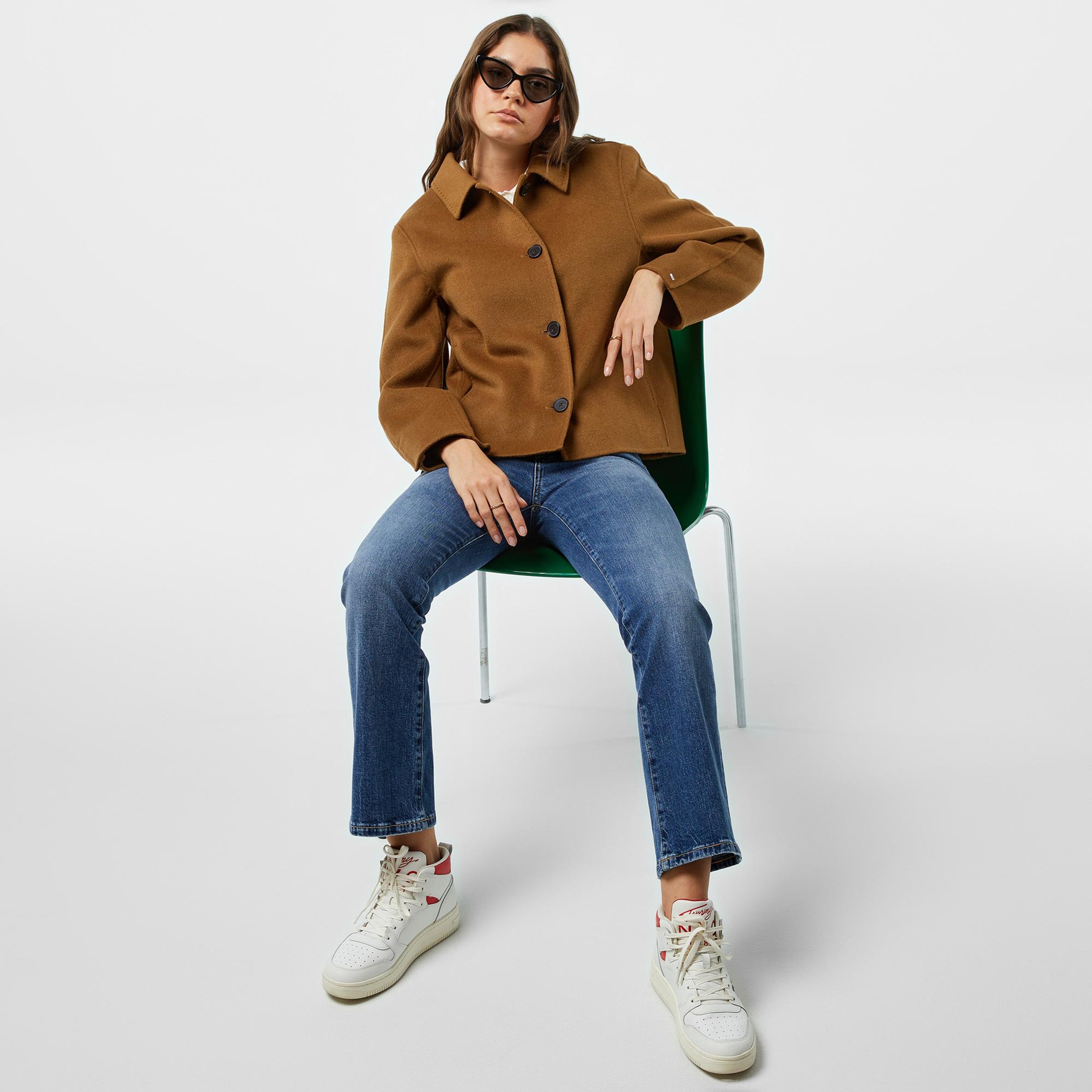 Tommy Hilfiger Wool Blend Short Kadın Kahverengi Trençkot