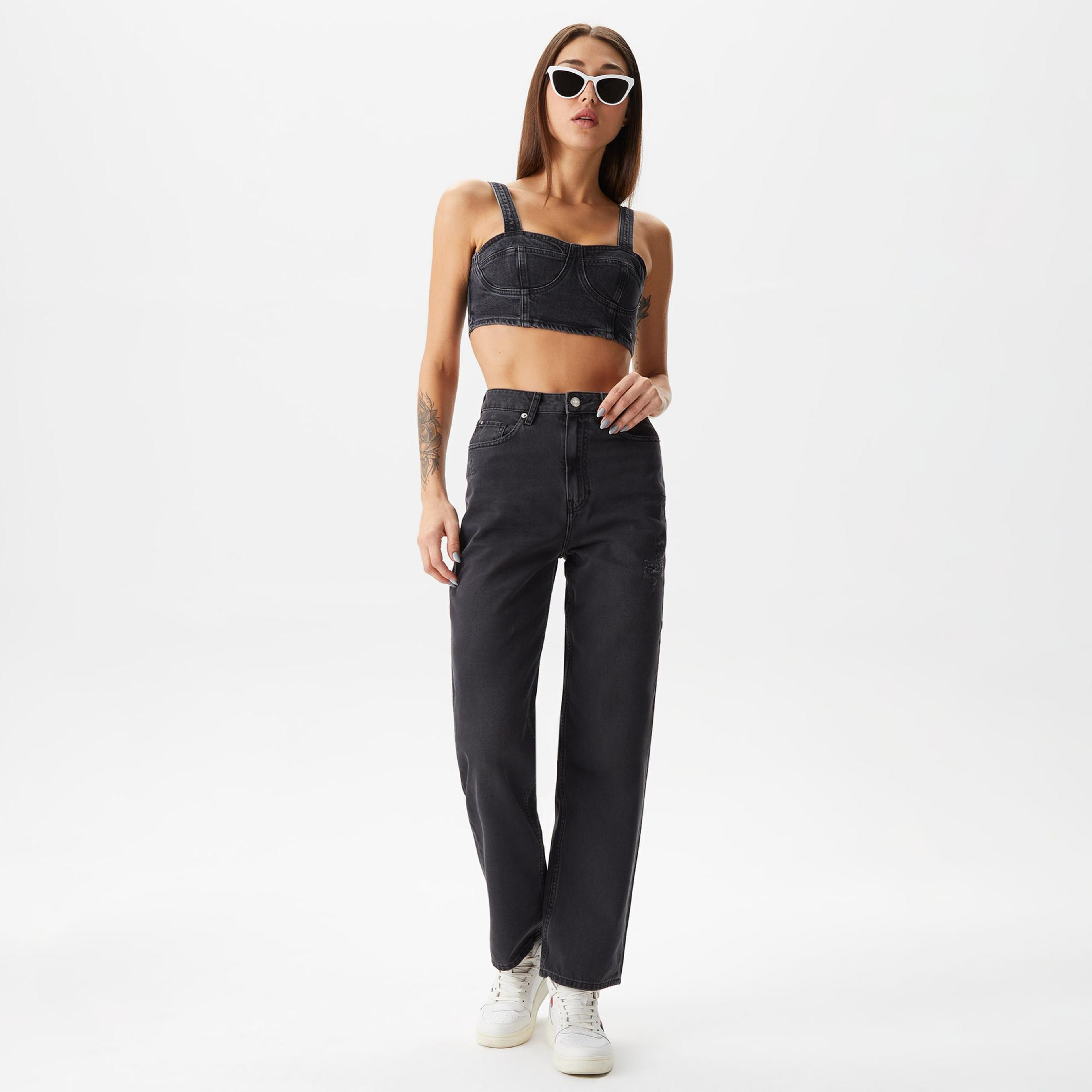 Tommy Jeans Kadın Crop Gri Büstiyer