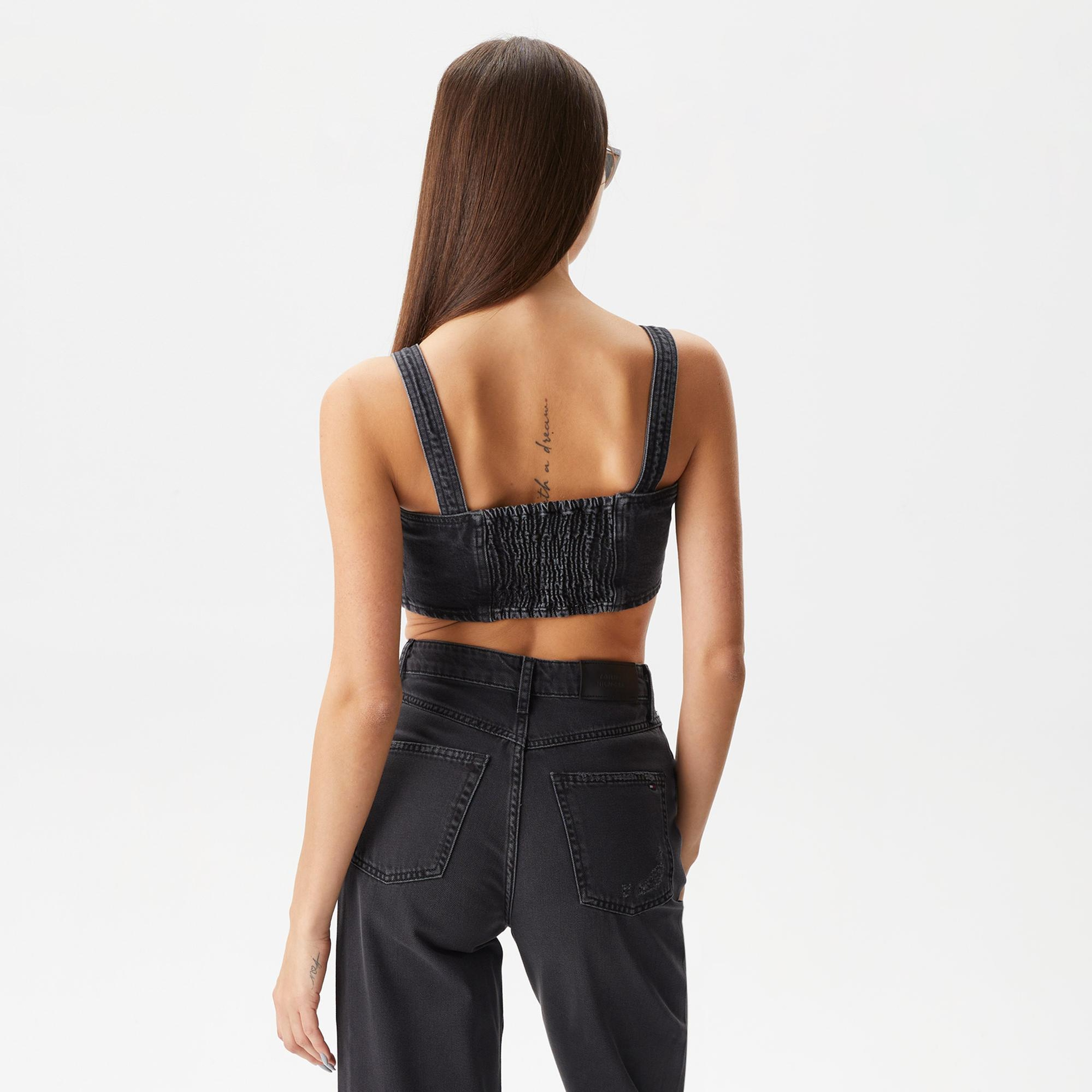 Tommy Jeans Kadın Crop Gri Büstiyer
