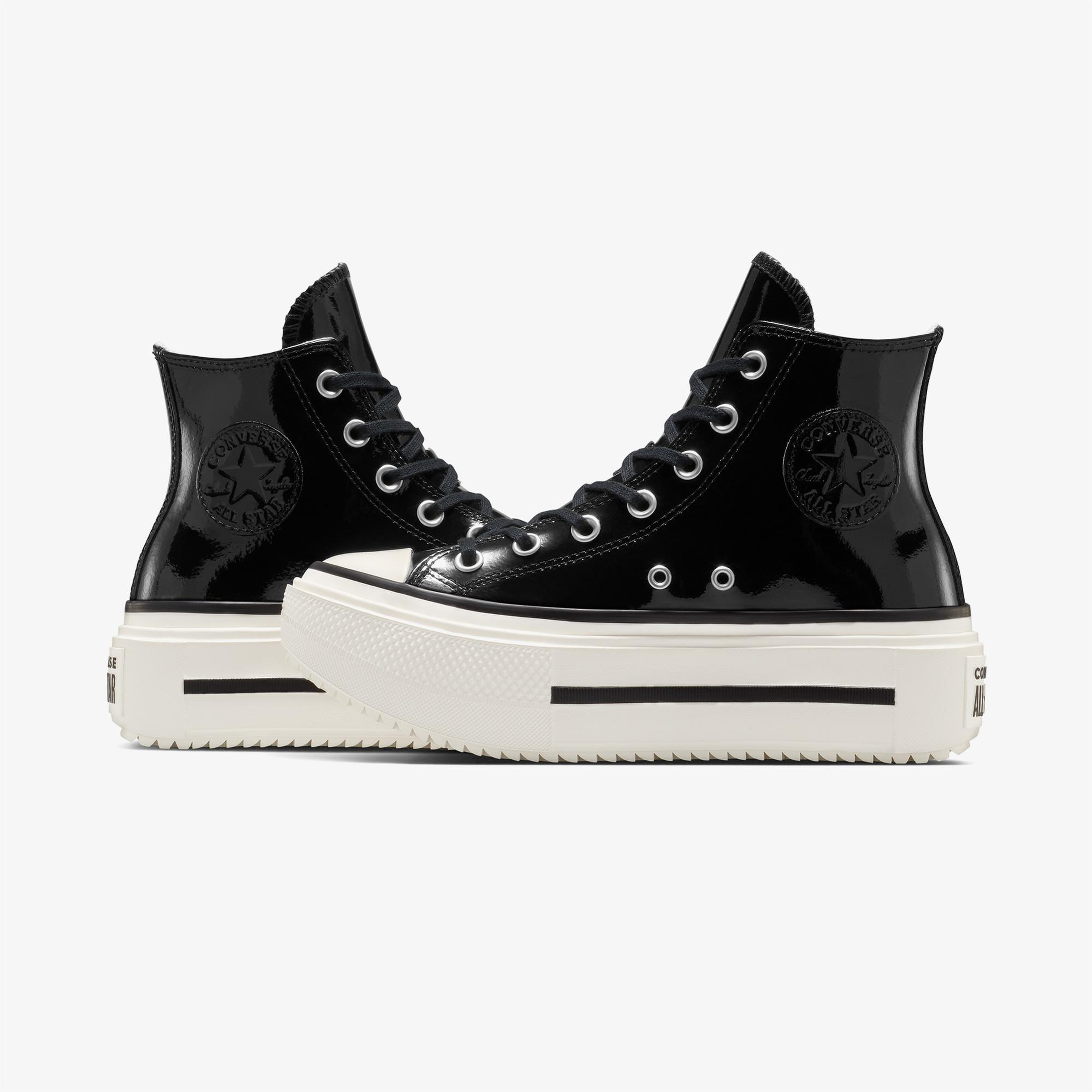 Converse Chuck Taylor All Star Lift Double Stack Platform Deri Unisex Siyah Sneaker
