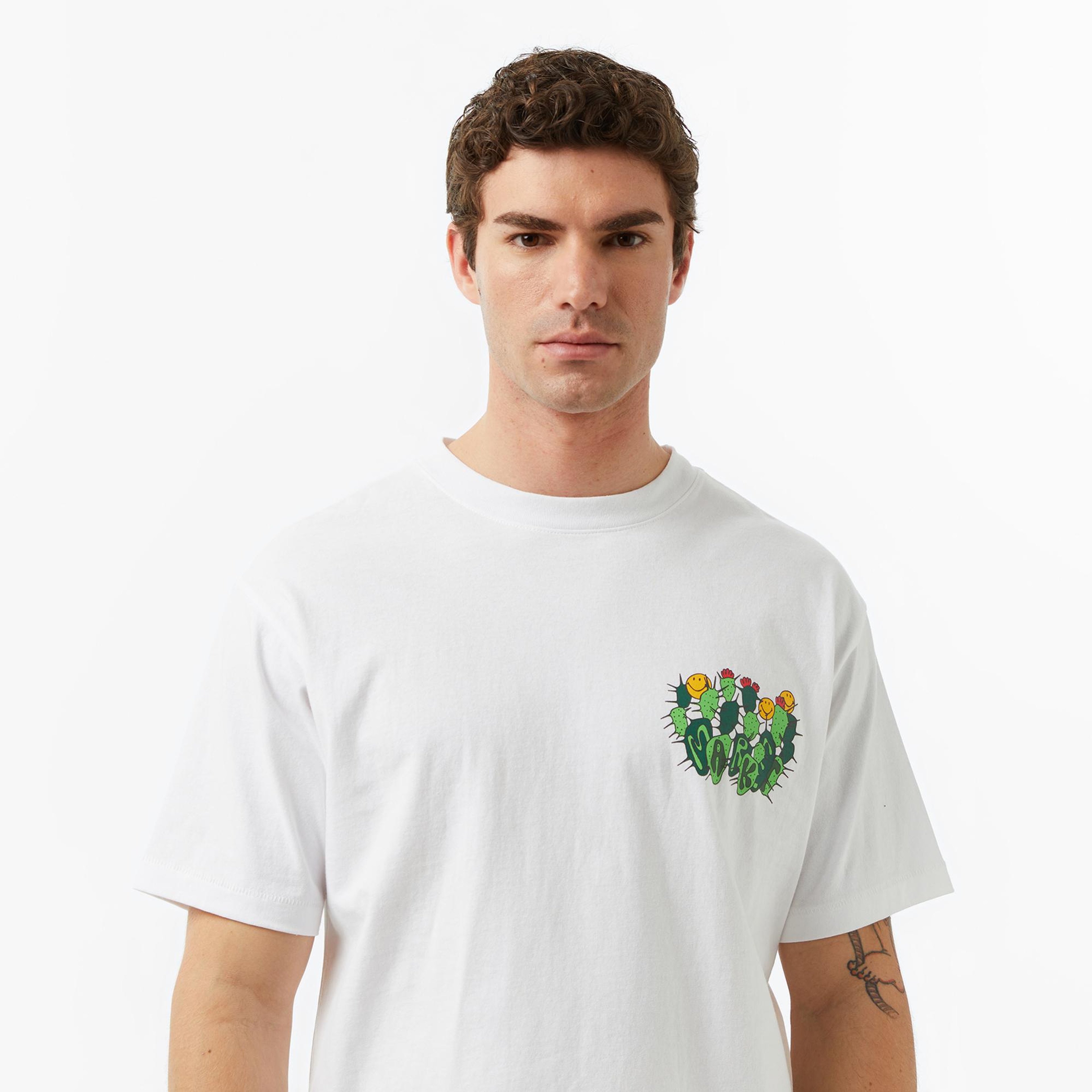 The Market 'Smiley Cactus Cropped' Erkek Beyaz T-Shirt