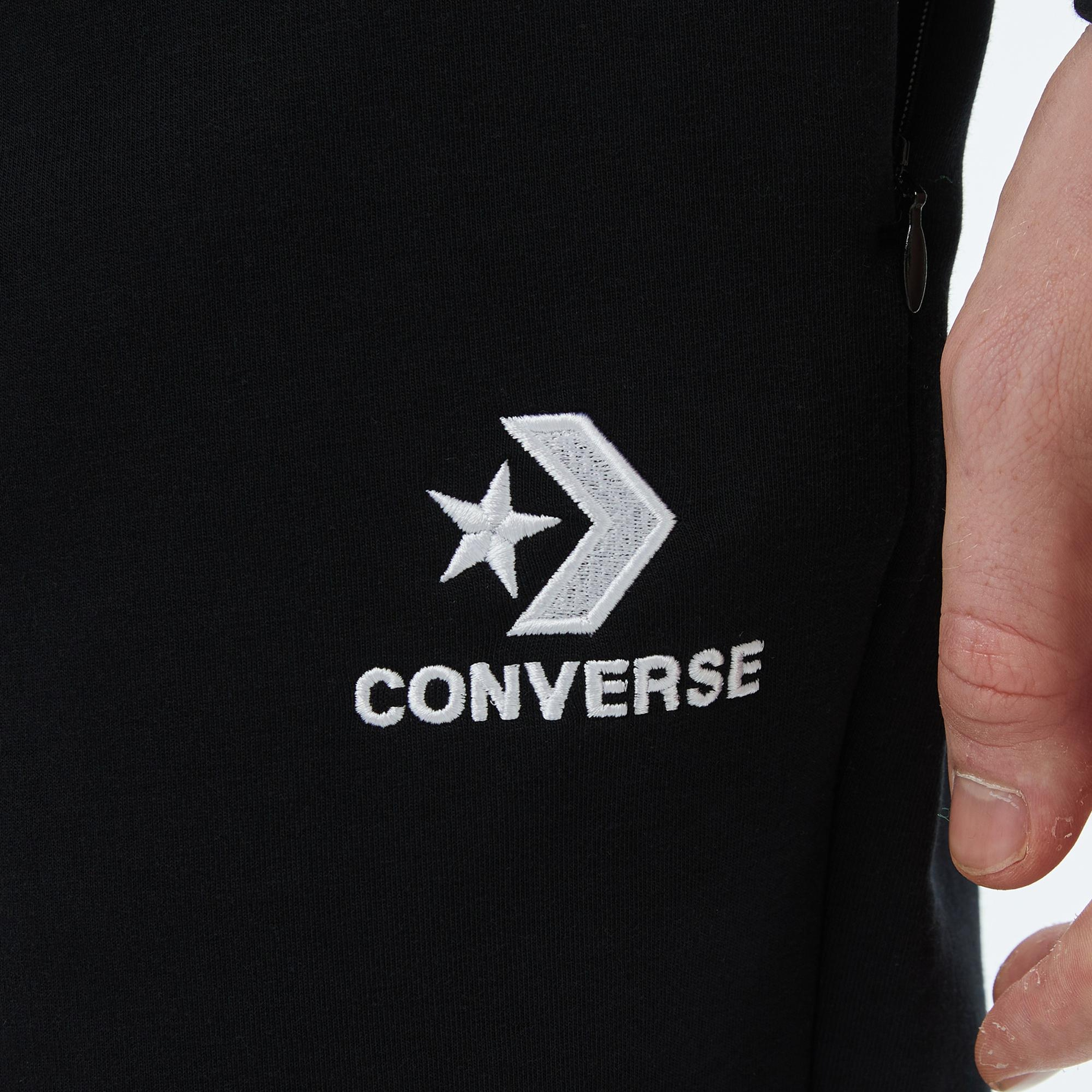 Converse Star Chevron Baskılı Erkek Oversize Fit Siyah Eşofman Altı