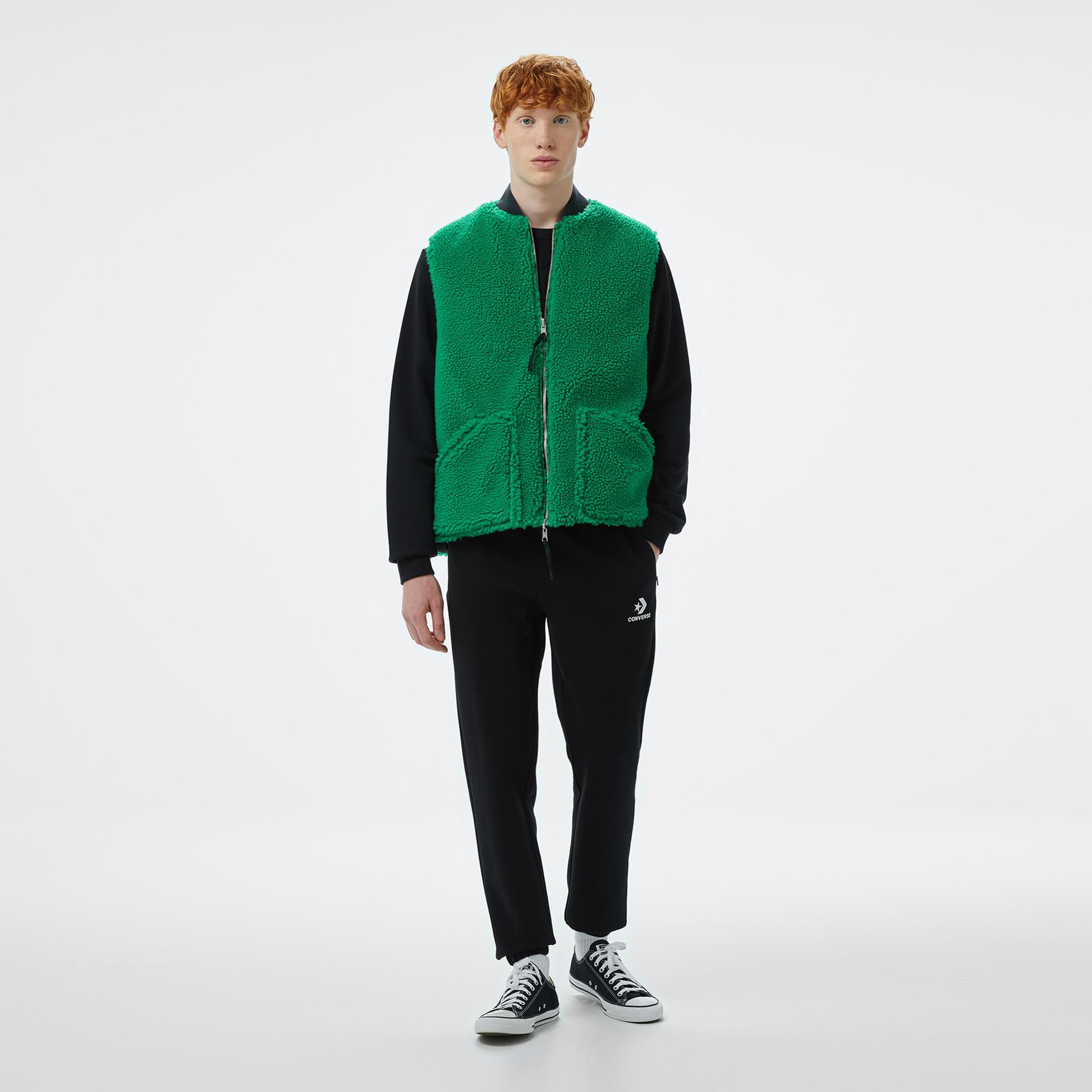 Converse Star Chevron Baskılı Erkek Oversize Fit Siyah Eşofman Altı