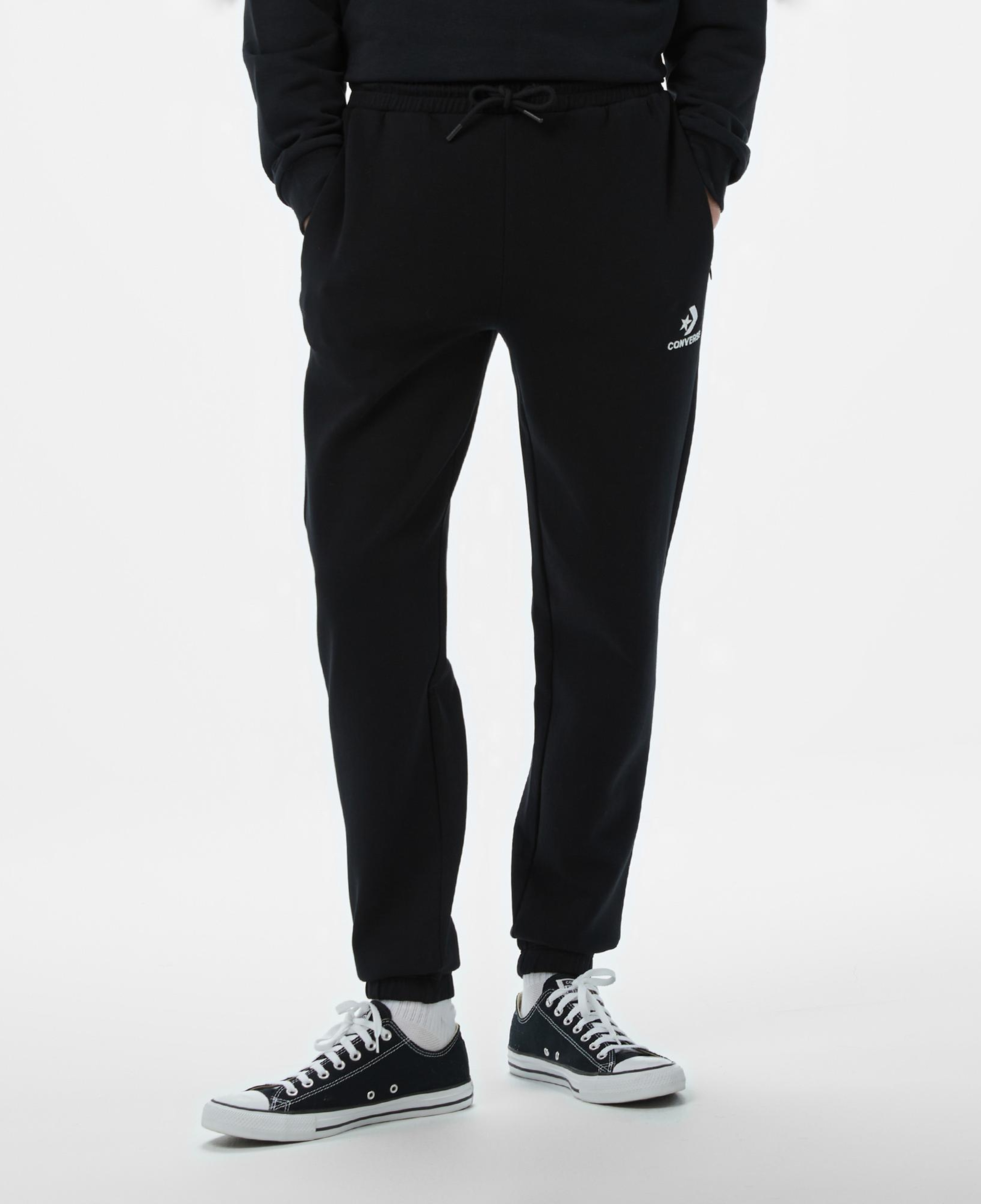 Converse Star Chevron Baskılı Erkek Oversize Fit Siyah Eşofman Altı