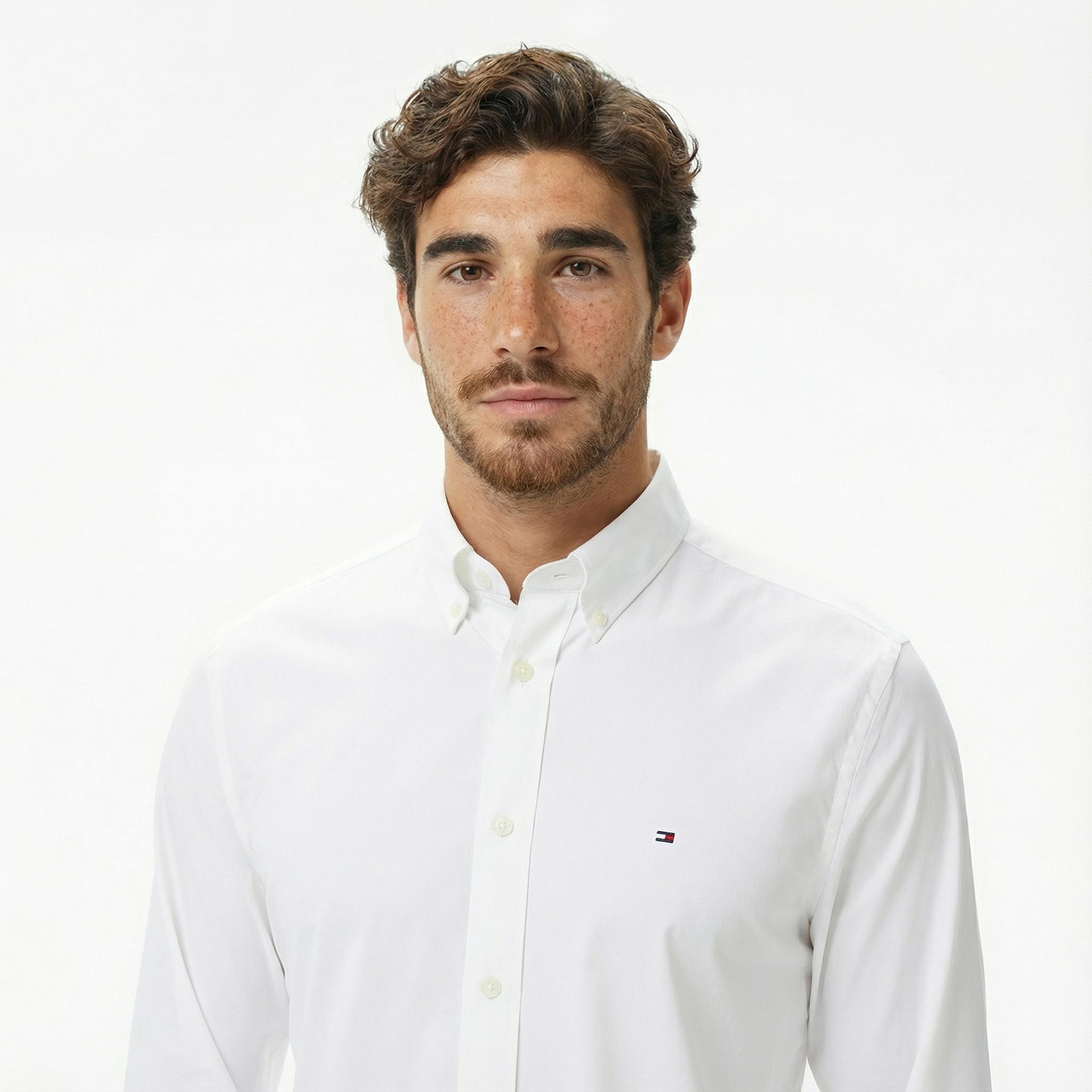 Tommy Hilfiger Performance Twill Erkek Beyaz Gömlek