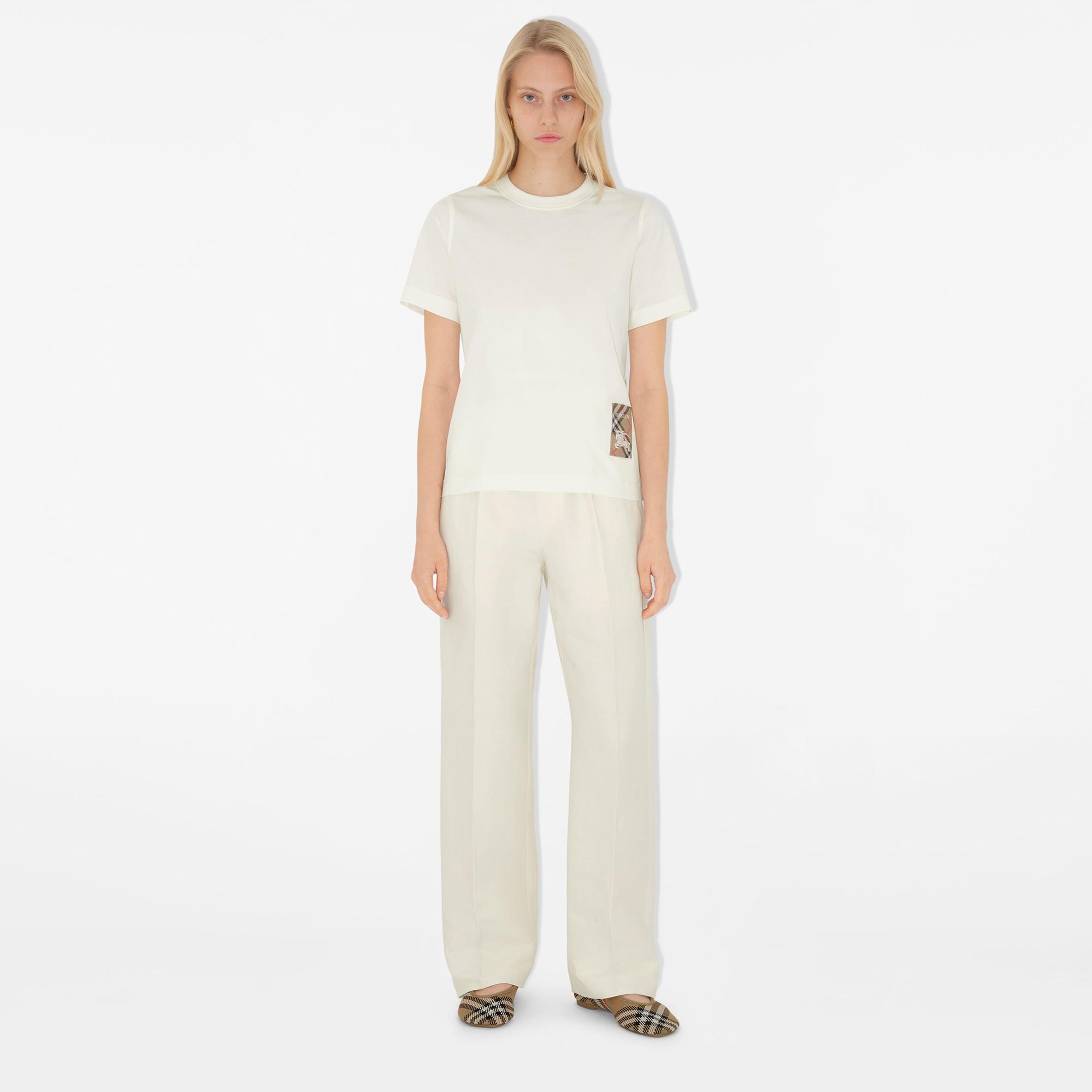 Burberry For Label Cotton Kadın Beyaz T-Shirt