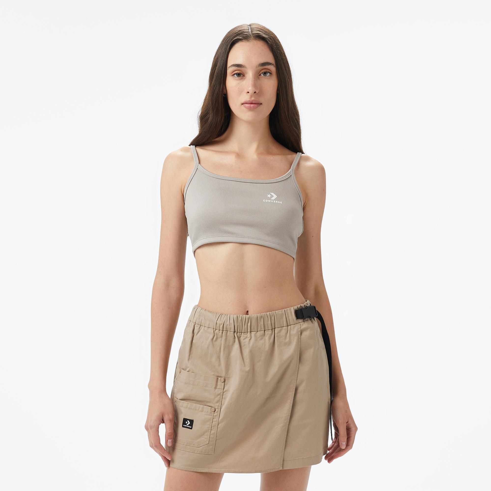 Converse Star Chevron Baskılı Kadın Gri T-Shirt