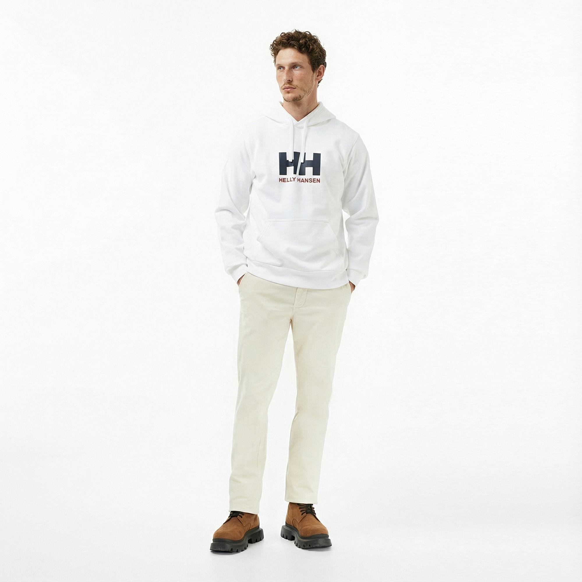 Helly Hansen Logo 3.0 Erkek Beyaz Sweatshirt