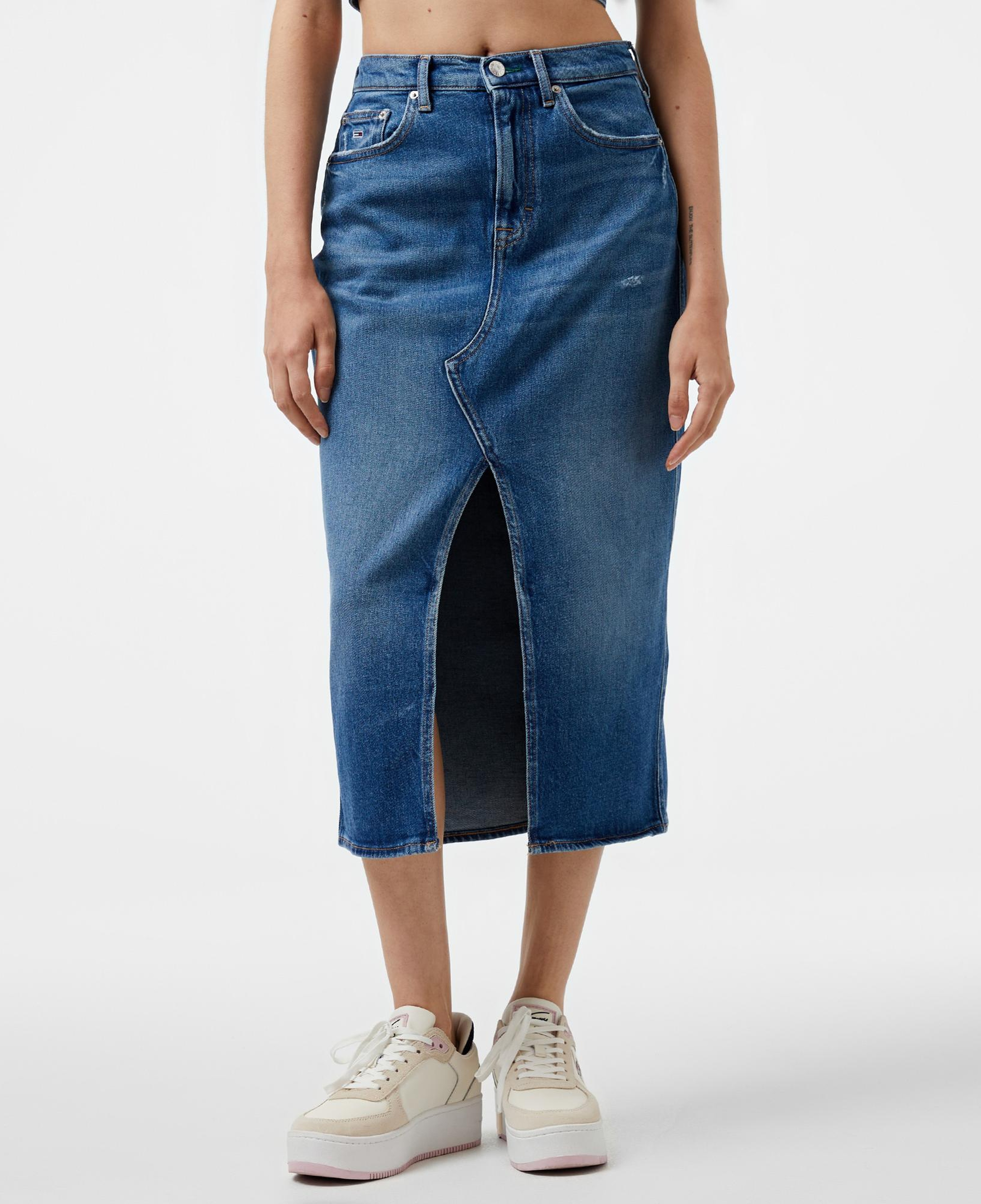 Tommy Hilfiger Jeans Claire Hgh Midi Kadın Mavi Etek