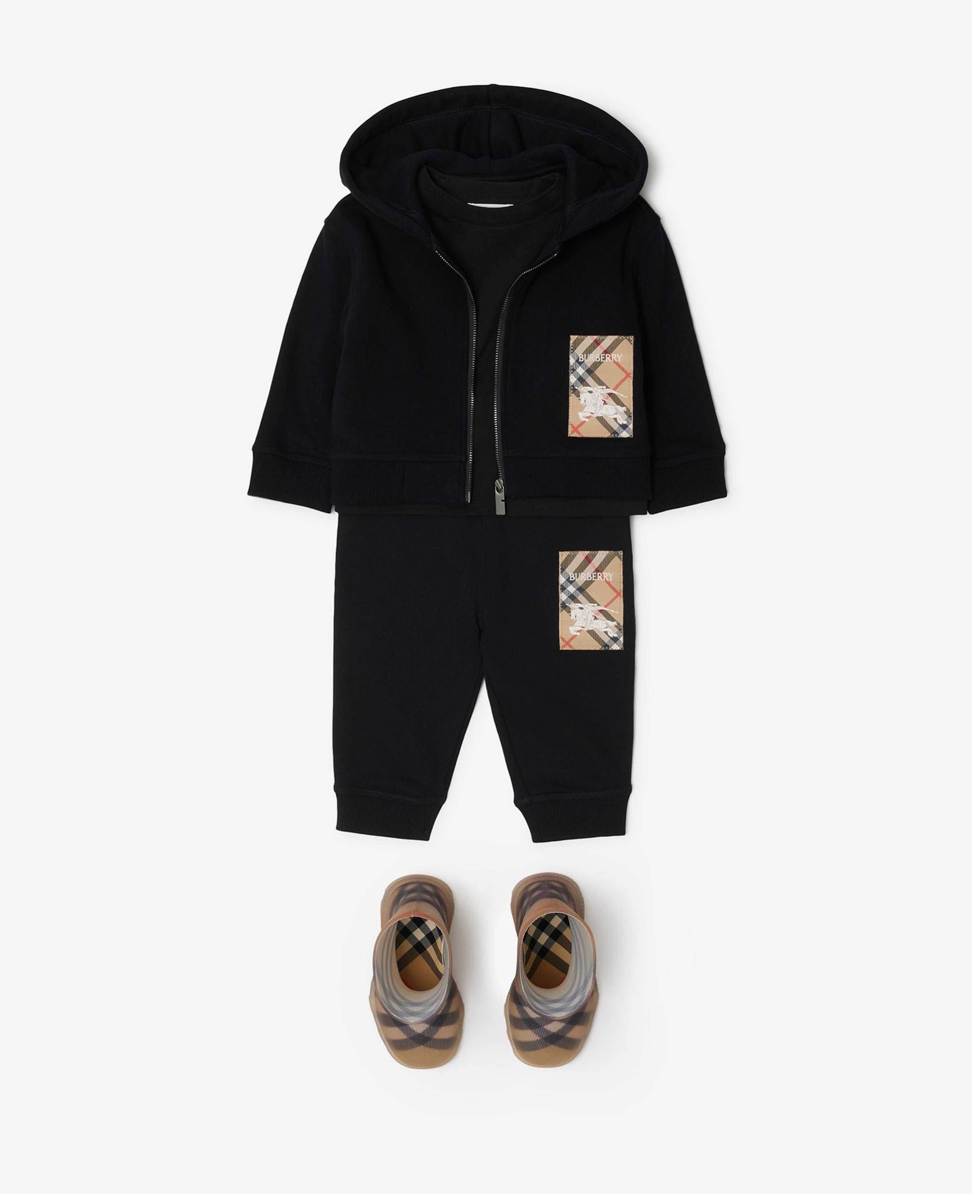 Burberry Clyde Label Cotton Zip Çocuk Siyah Hoodie