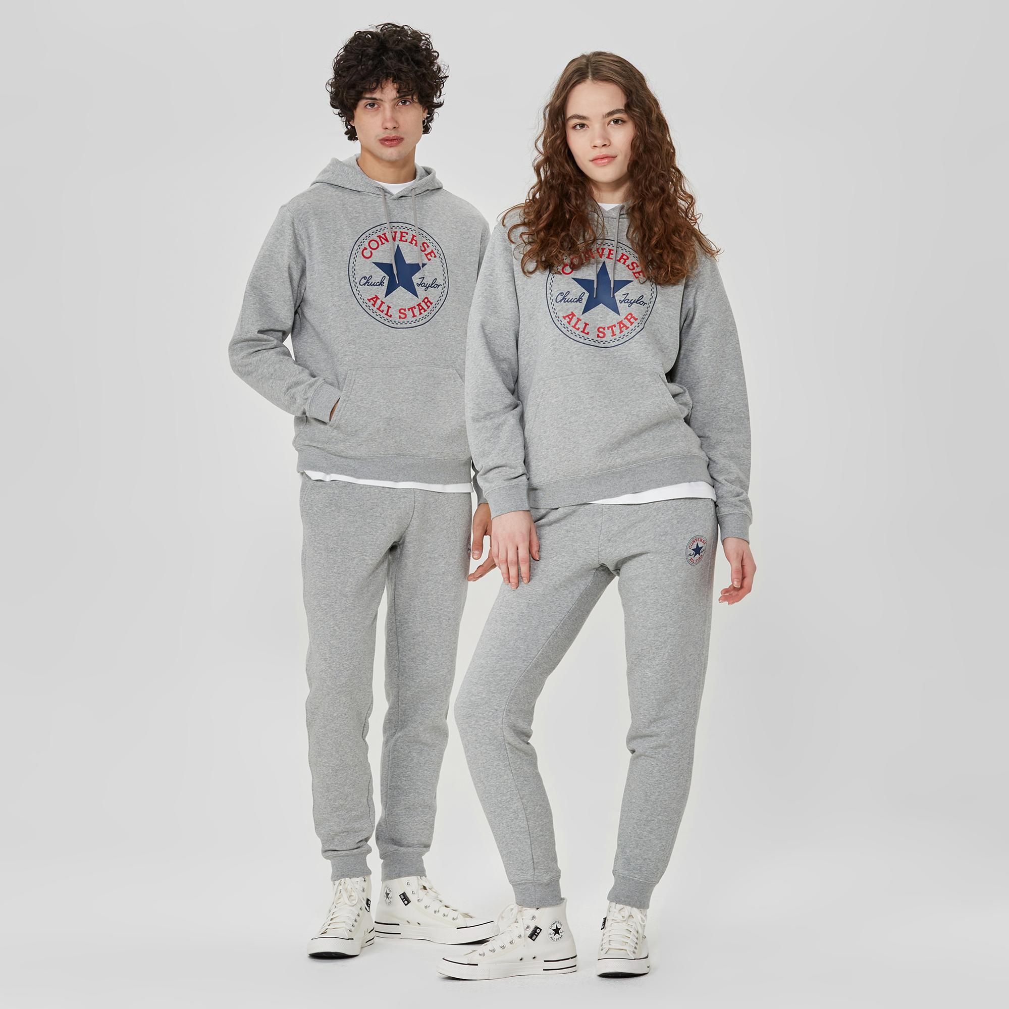 Converse Go-To All Star Patch Standard-Fit Pullover Unisex Gri Hoodie