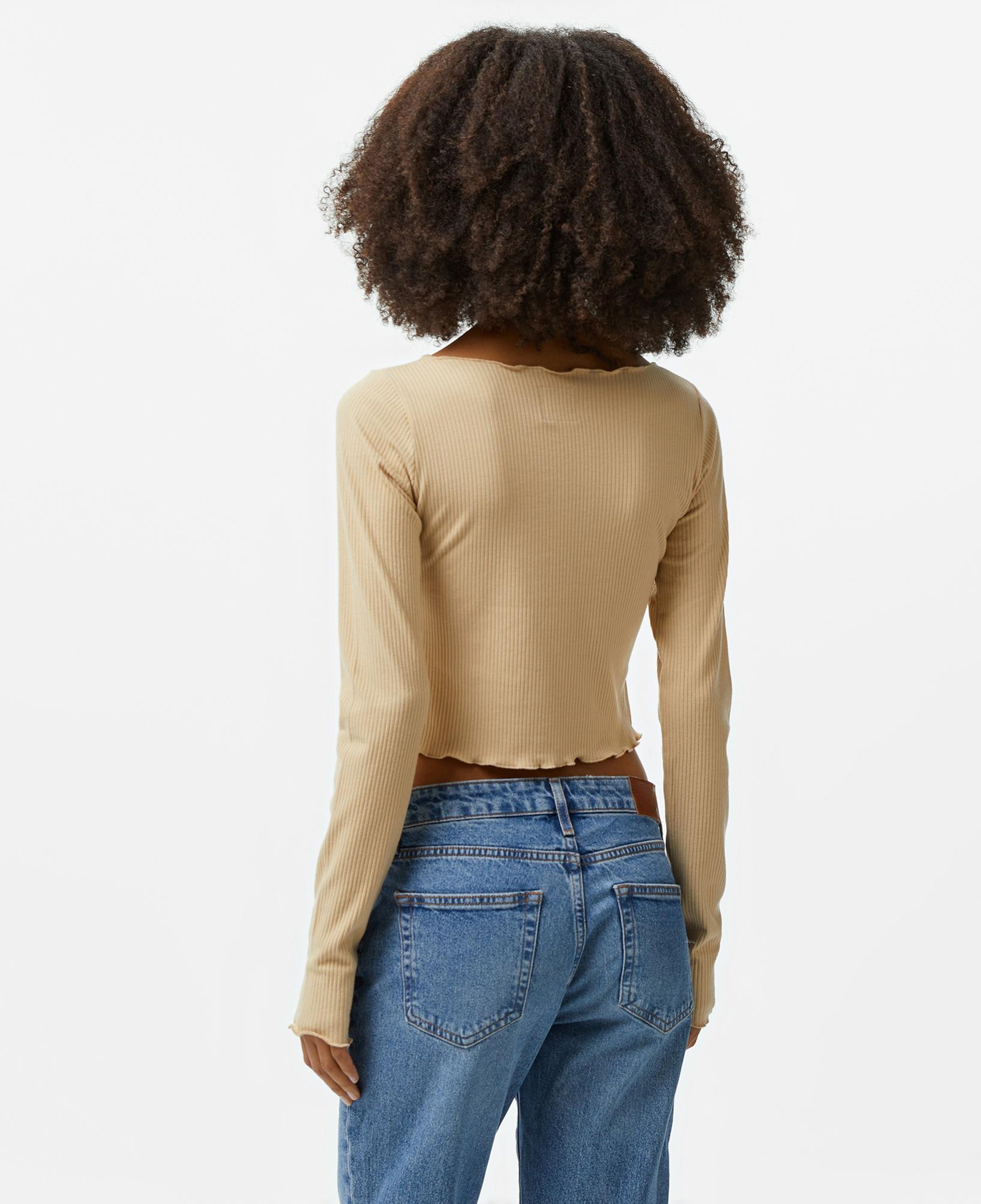 Karl Kani Retro Rib Uzun Kollu Kadın Bej T-Shirt