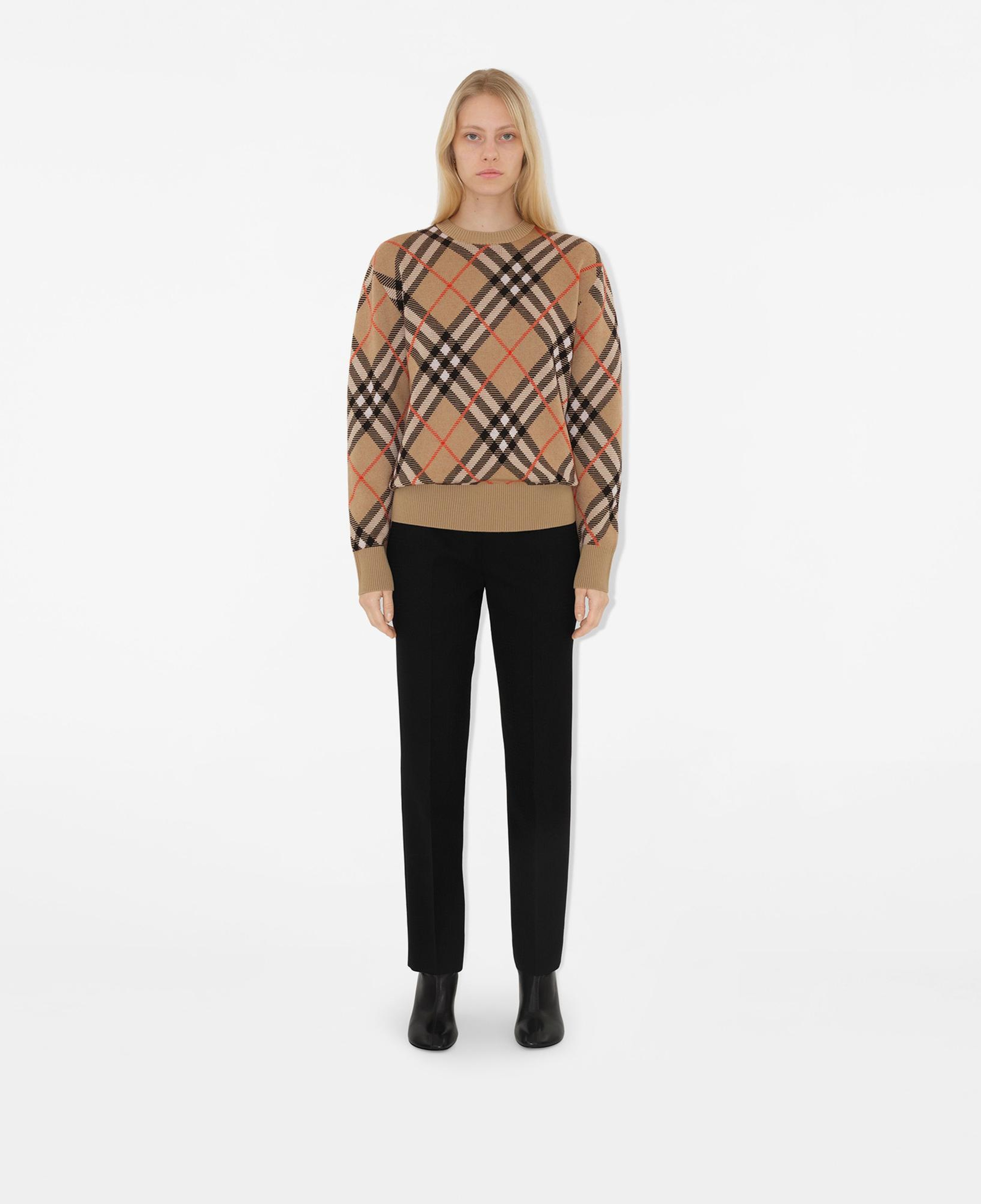 Burberry Check Yün Karışımlı Kadın Bej Kazak