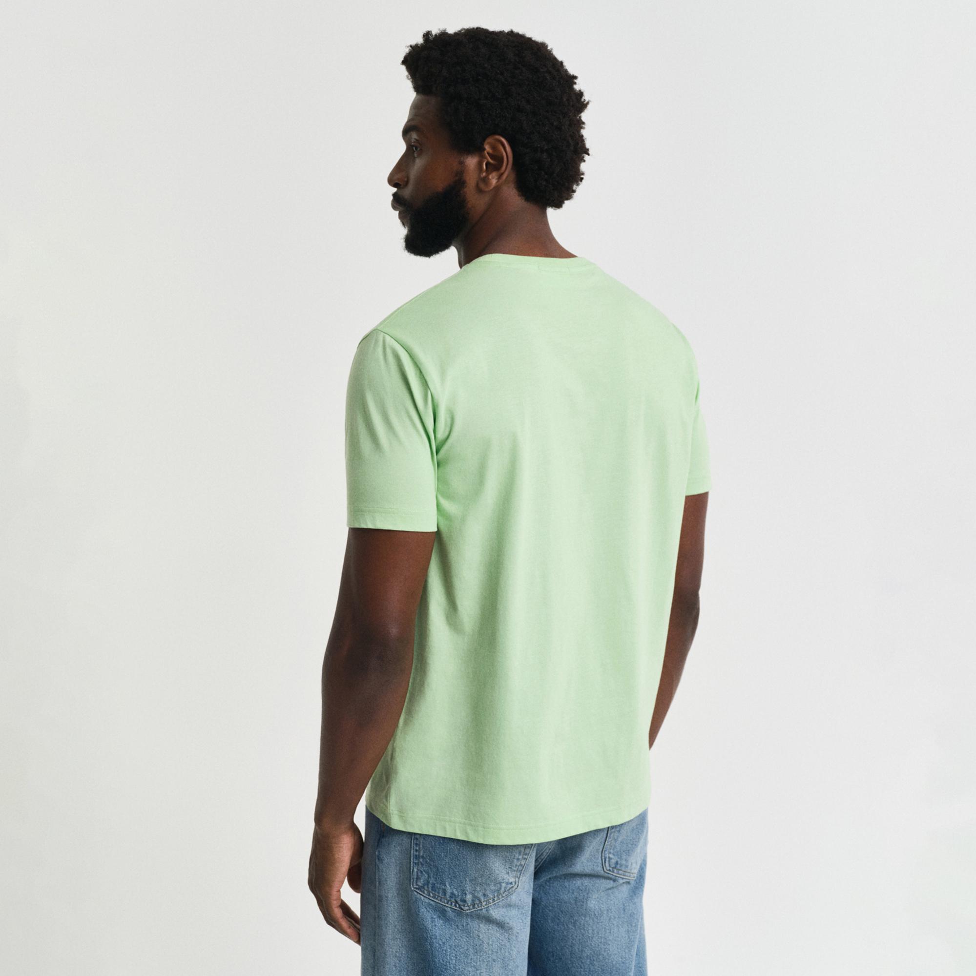 GANT Erkek Yeşil Regular Fit Bisiklet Yaka T-shirt