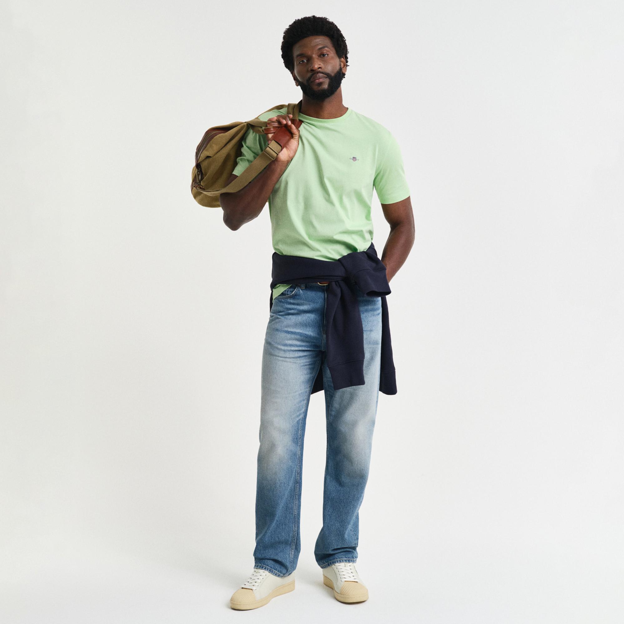 GANT Erkek Yeşil Regular Fit Bisiklet Yaka T-shirt