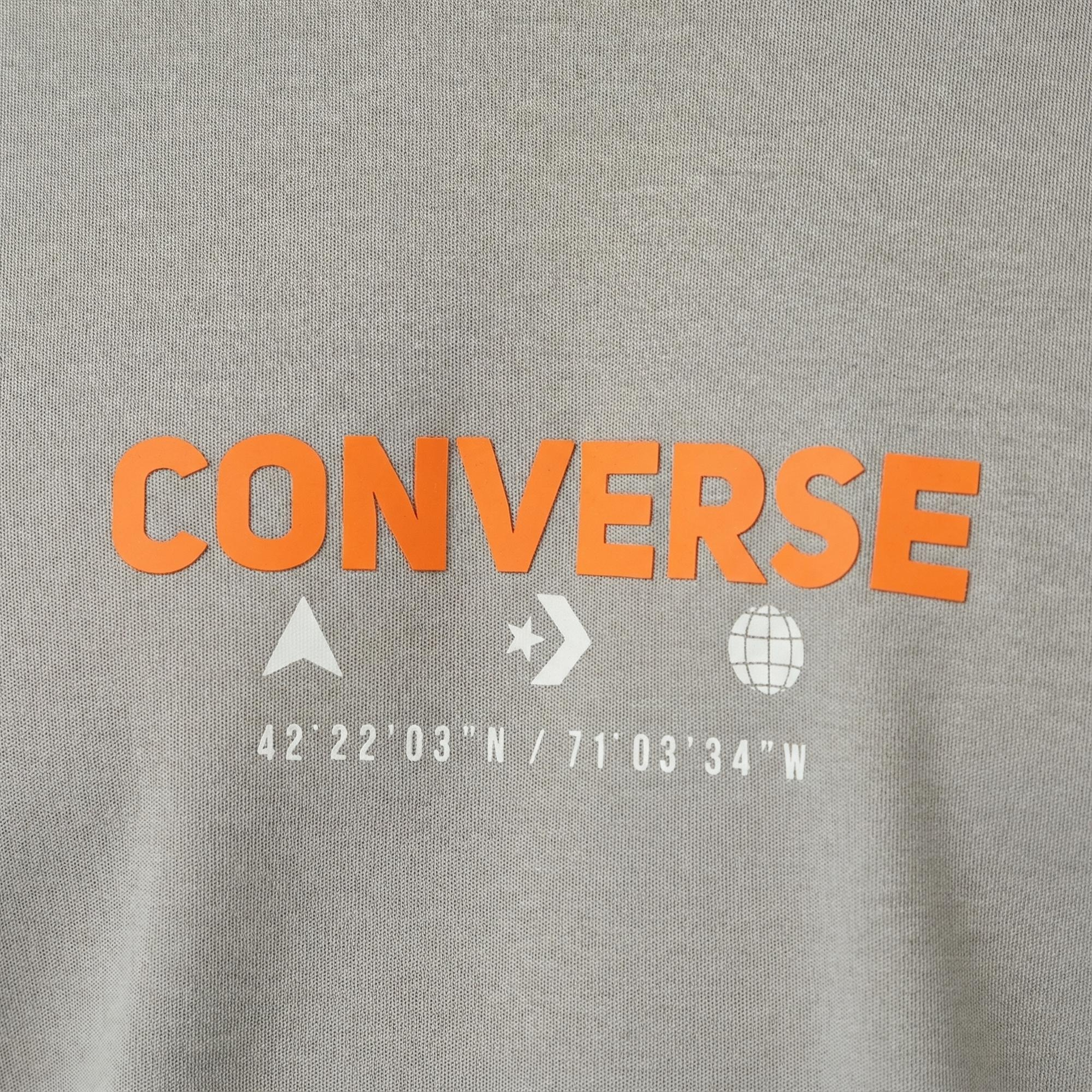 Converse Star Chevron Baskılı Oversize Fit Erkek Gri T-Shirt