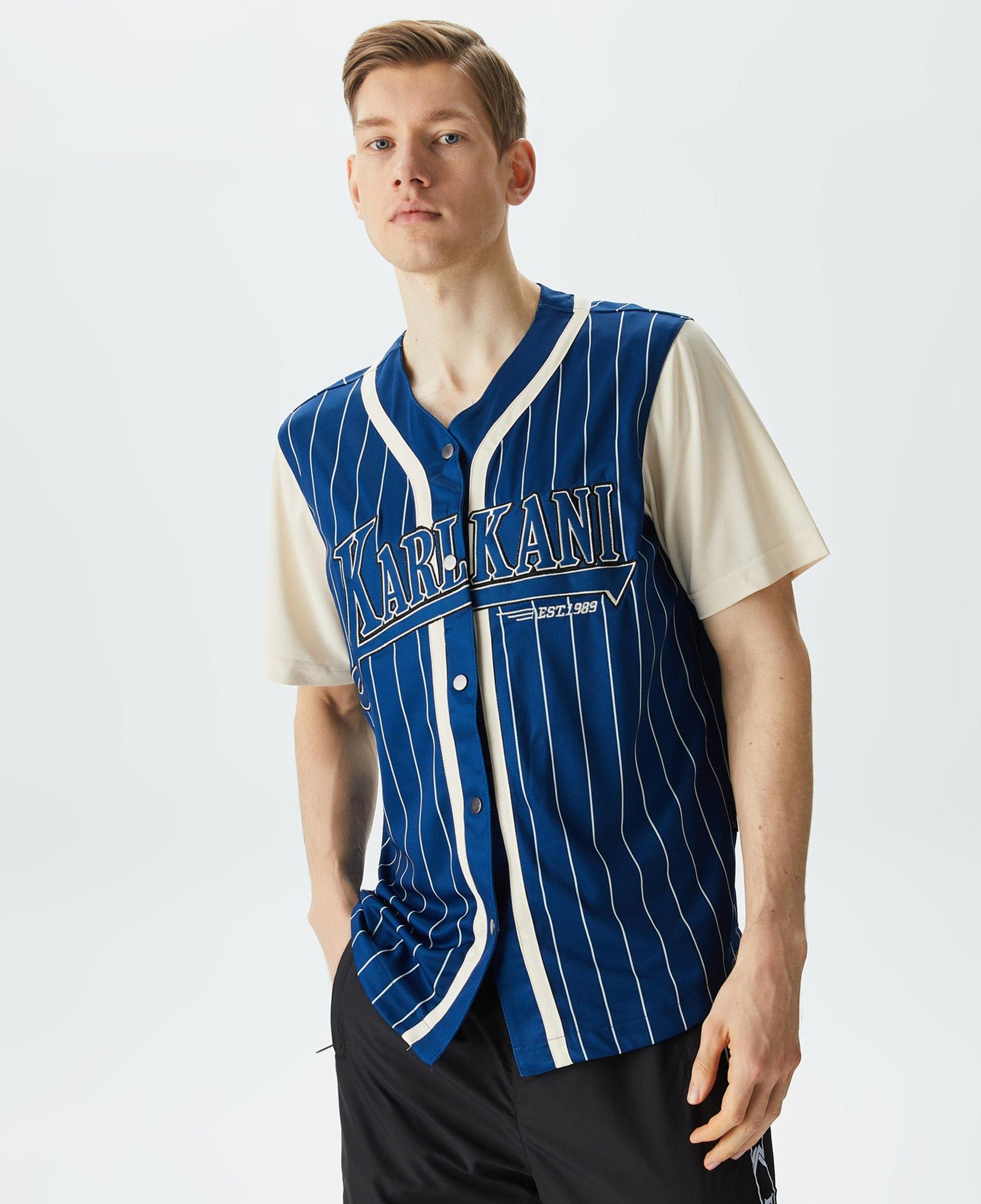 Karl Kani Trekking Block Pinstripe Baseball Erkek Mavi Gömlek