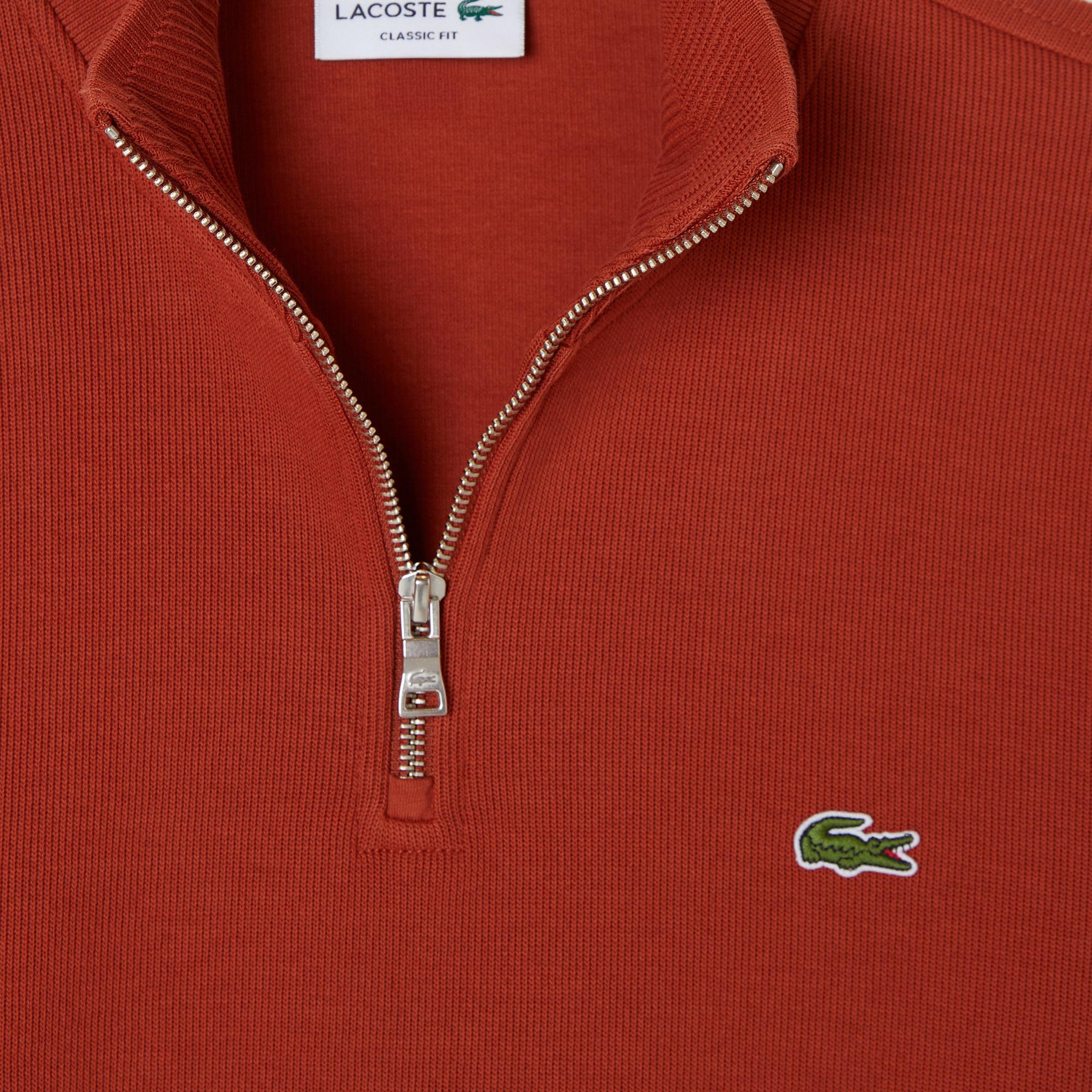 Lacoste Erkek Classic Fit Yarım Fermuarlı Turuncu Sweatshirt