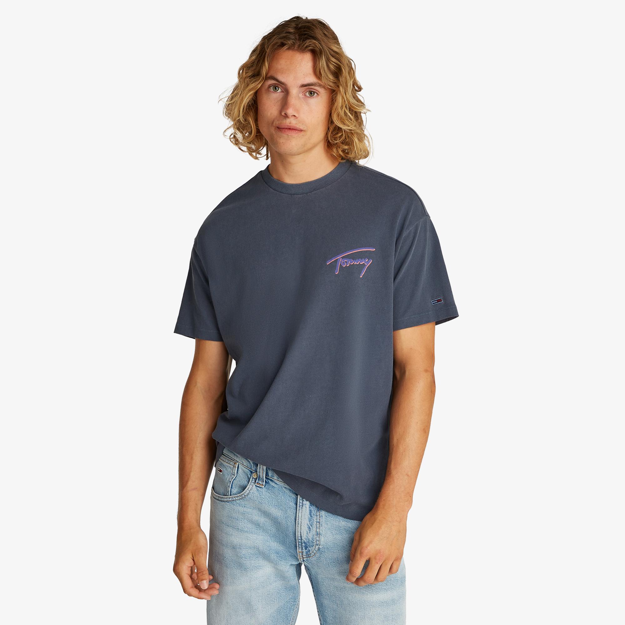 Tommy Jeans Relax Faded Graphic Erkek Lacivert T-Shirt
