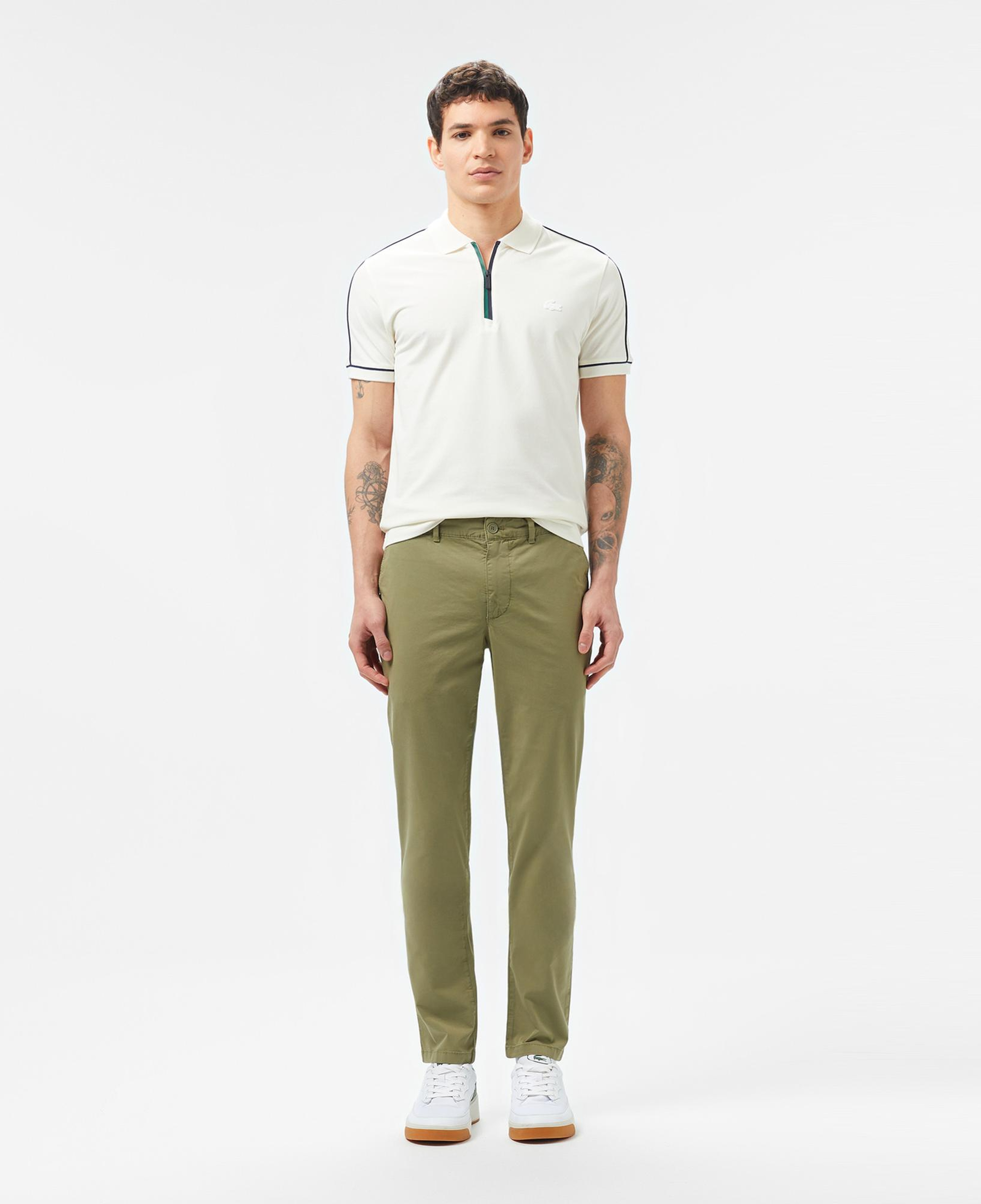 Lacoste Erkek Slim Fit Yarım Fermuarlı Beyaz Polo