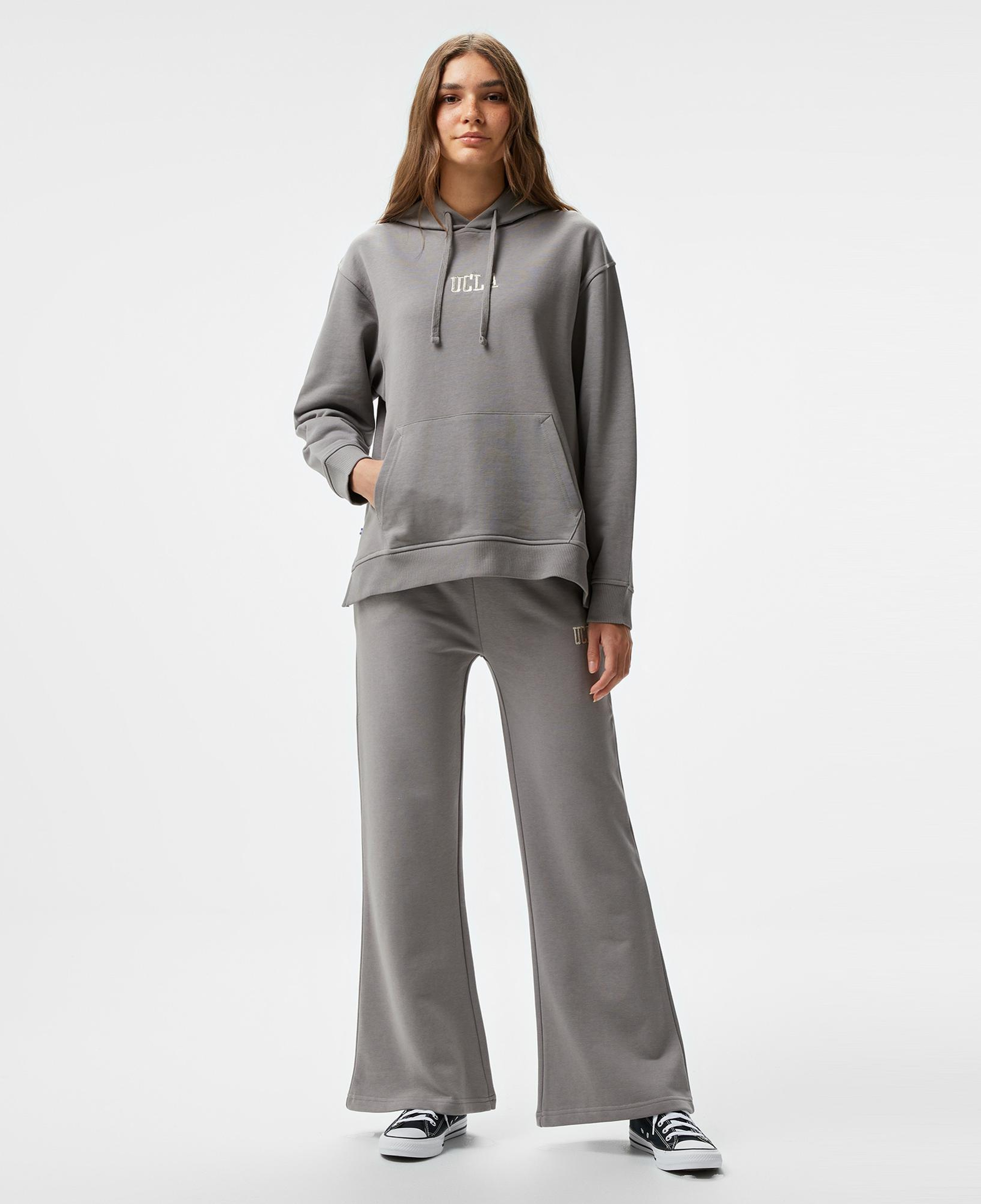 Ucla Jess Nakışlı Kadın Gri Kapüşonlu Sweatshirt