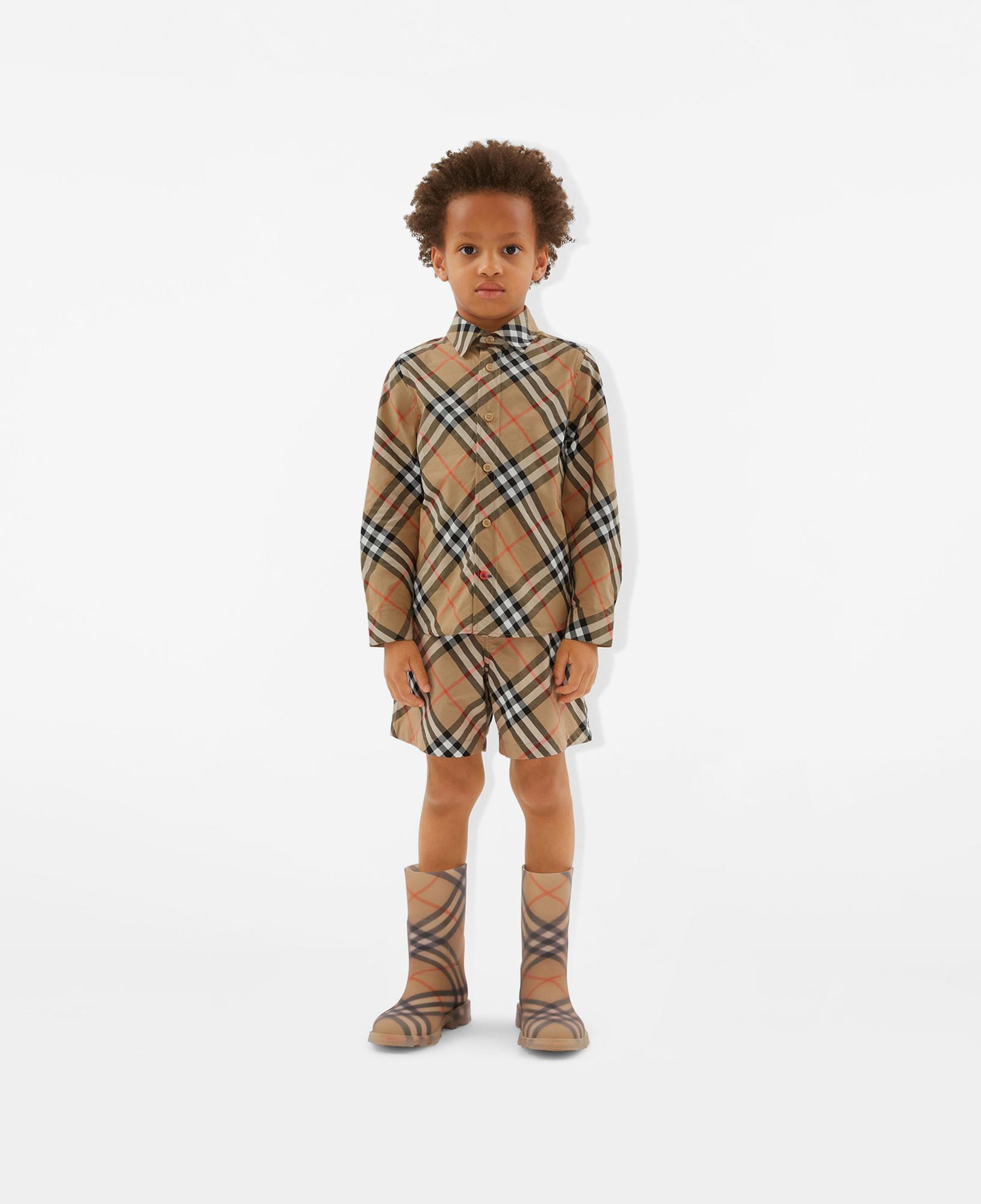 Burberry Check Pamuklu Çocuk Bej Gömlek