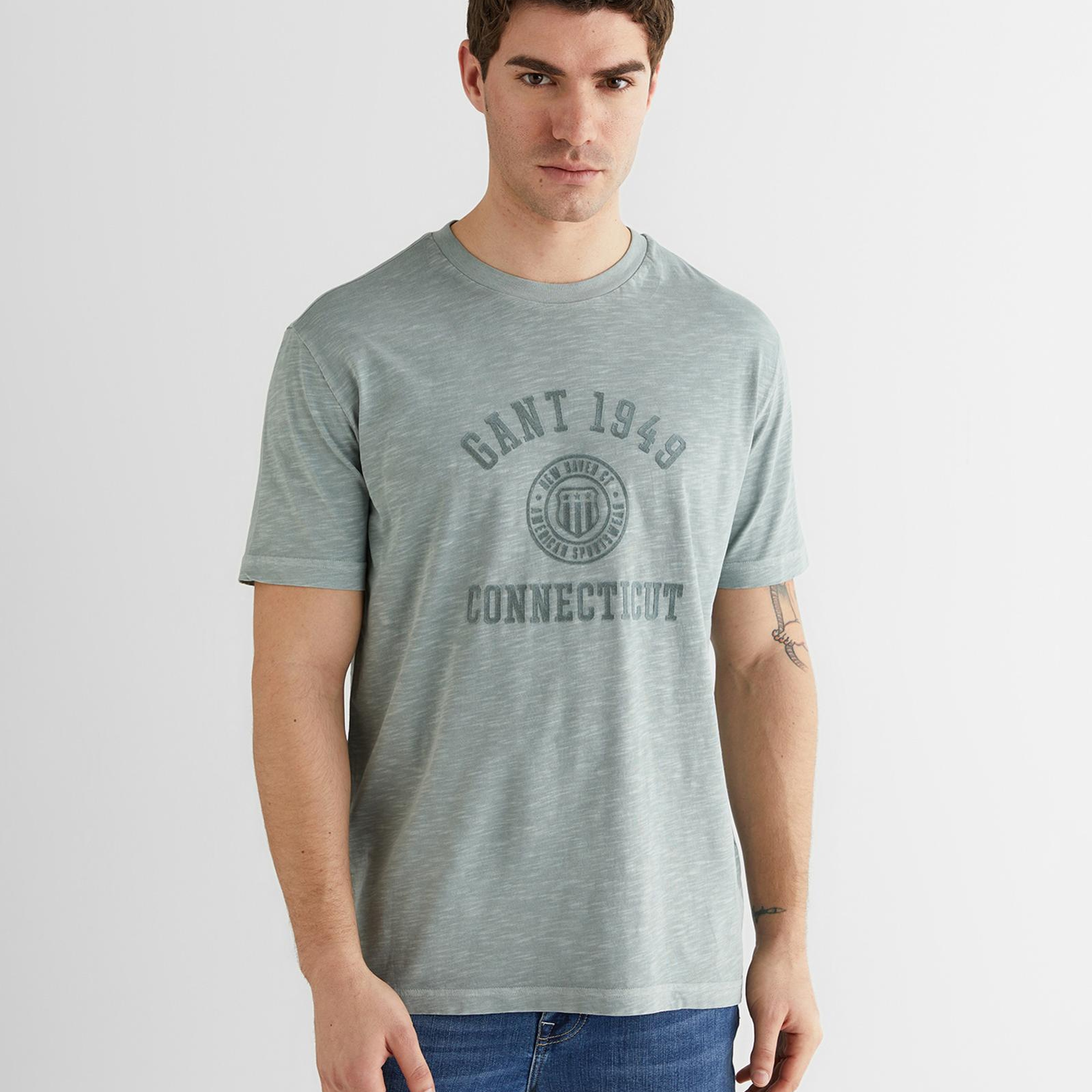 GANT Erkek Yeşil Baskılı Kısa Kollu T-Shirt