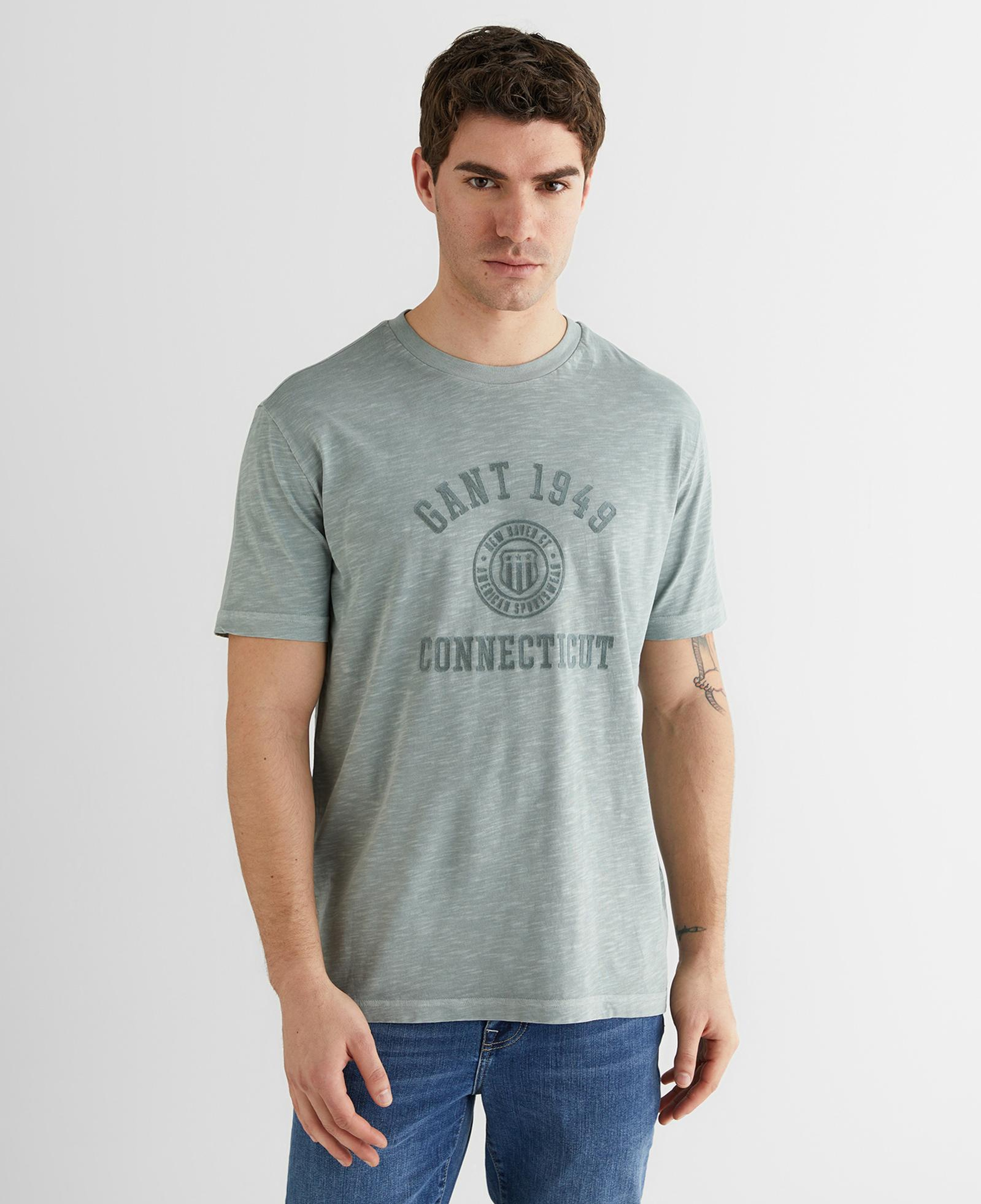 GANT Erkek Yeşil Baskılı Kısa Kollu T-Shirt