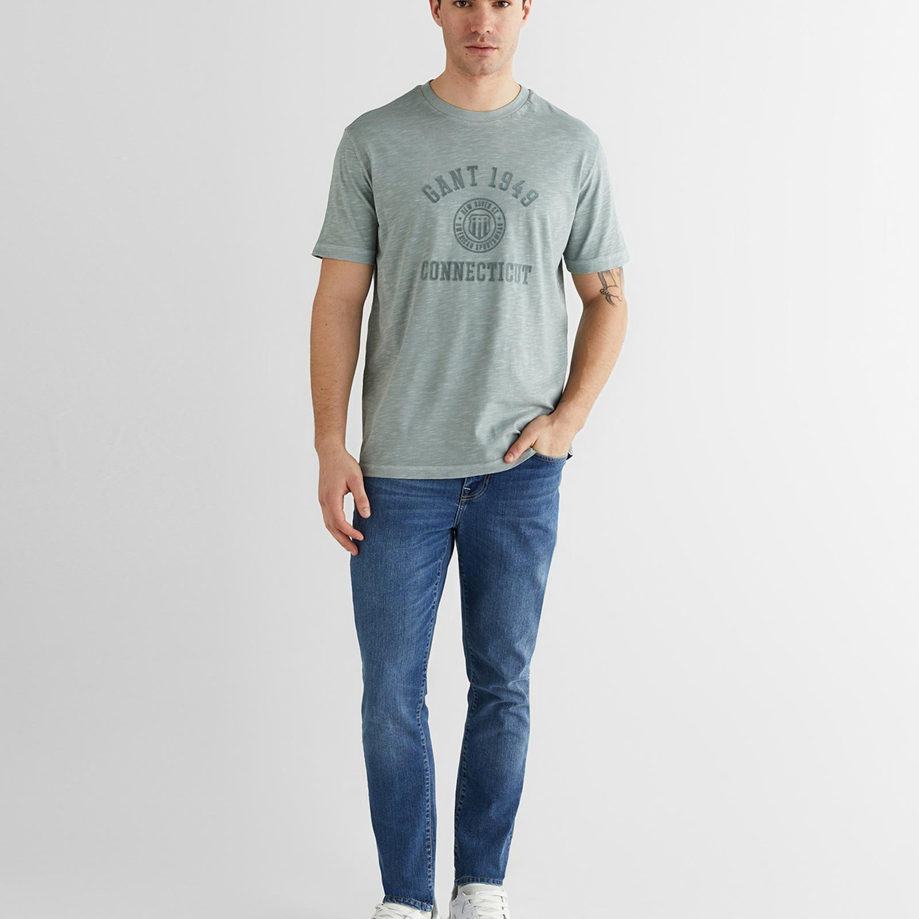 GANT Erkek Yeşil Baskılı Kısa Kollu T-Shirt